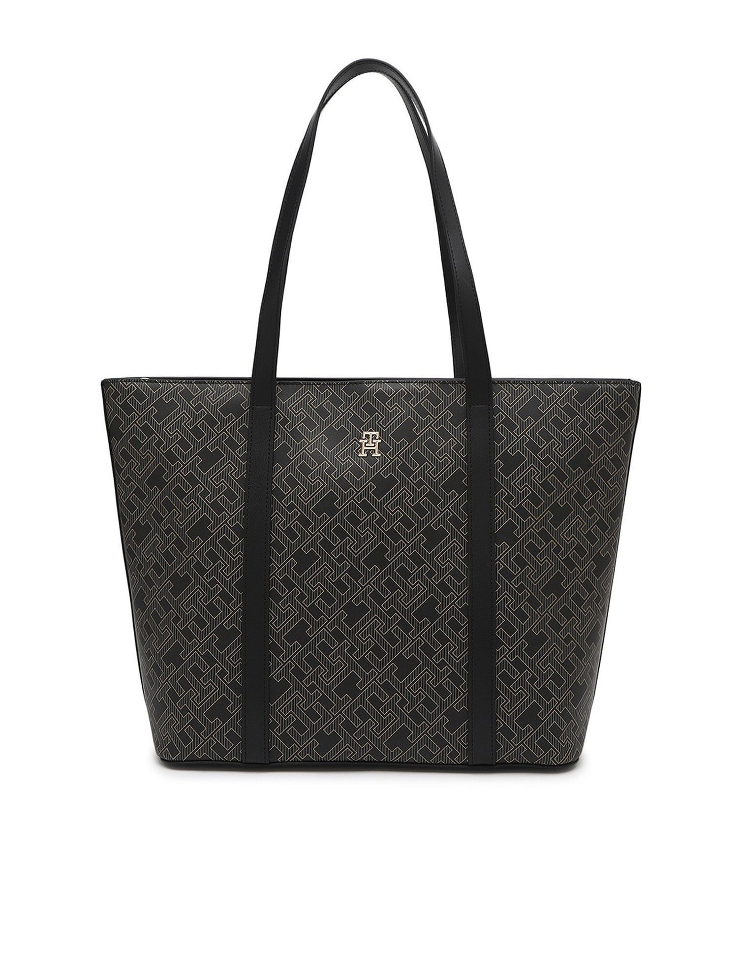 Tommy Hilfiger Logo Black Pu Tote Bag