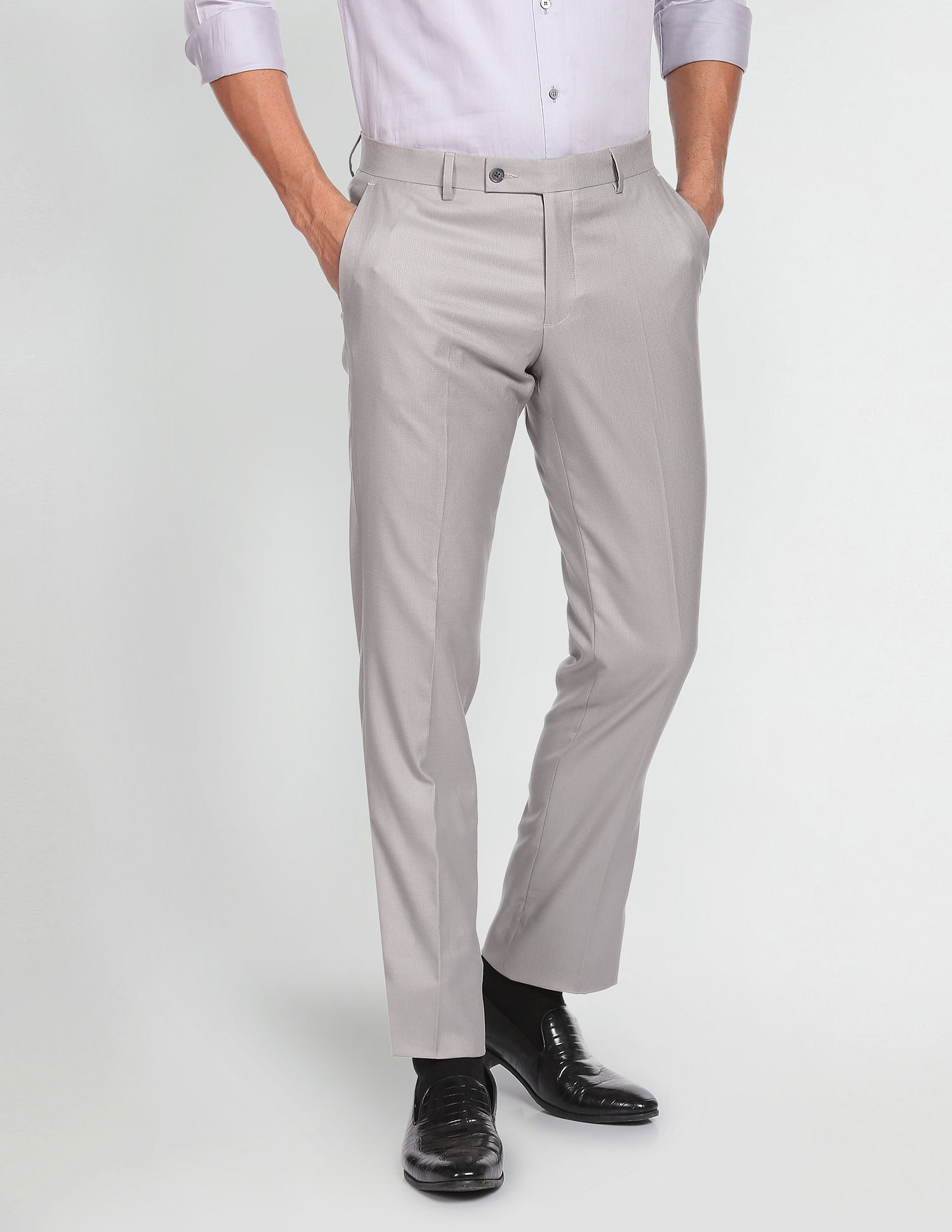 Buy Arrow Sports Slim Fit Textured Trousers Online