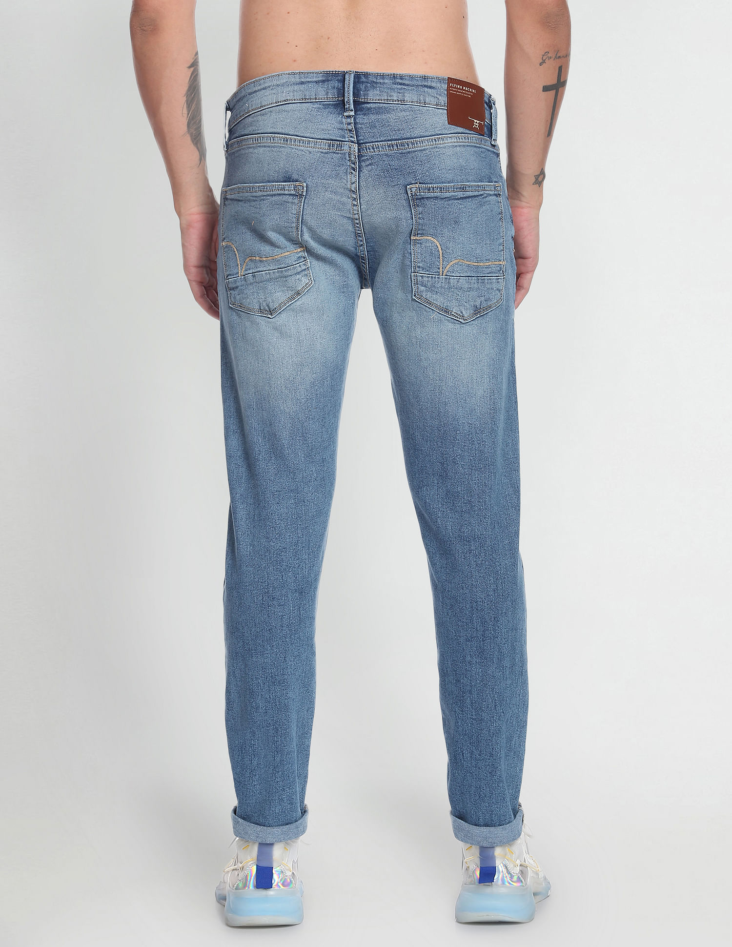Flying Machine Slash Slim Tapered Fit Lightly Distressed Authentic Signature Jeans