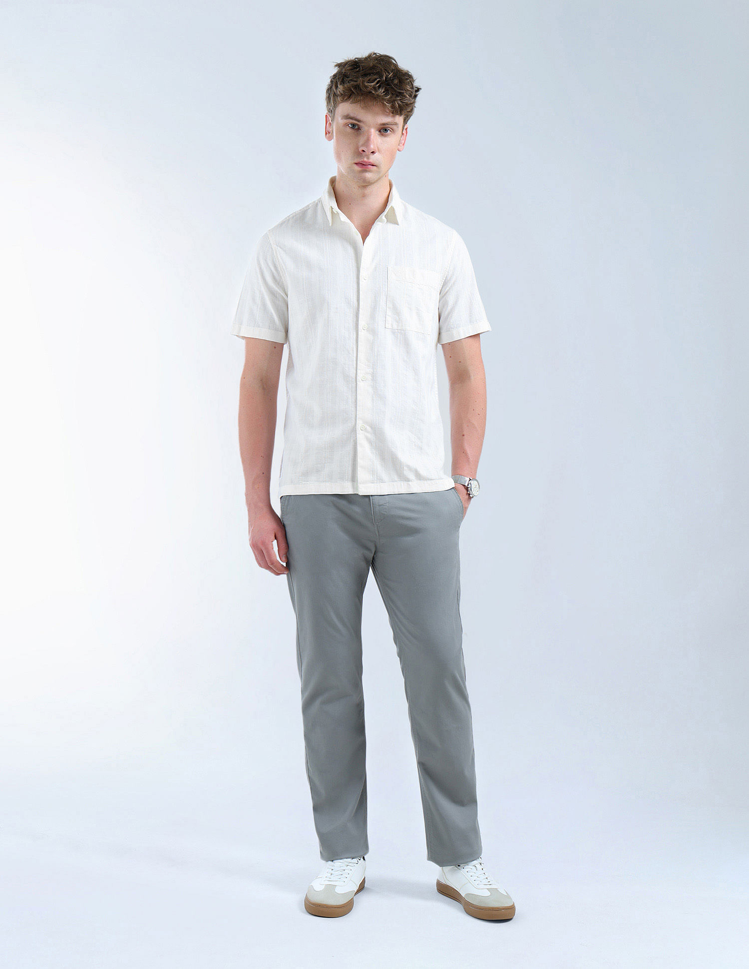 Flying Machine Textured Pattern Regular Fit Shirt