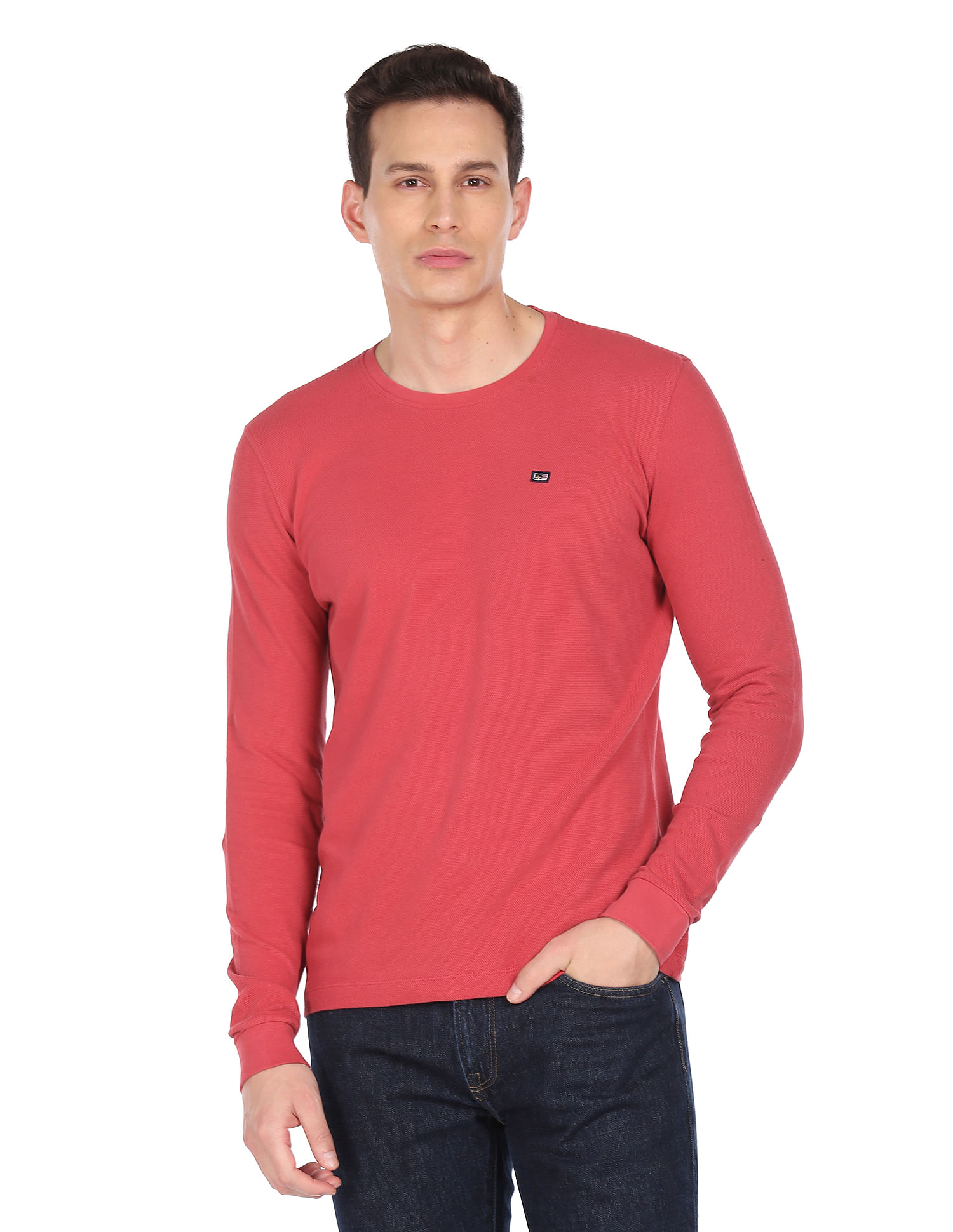 Buy Arrow Sports Long Sleeve Cotton Textured T-Shirt - NNNOW.com