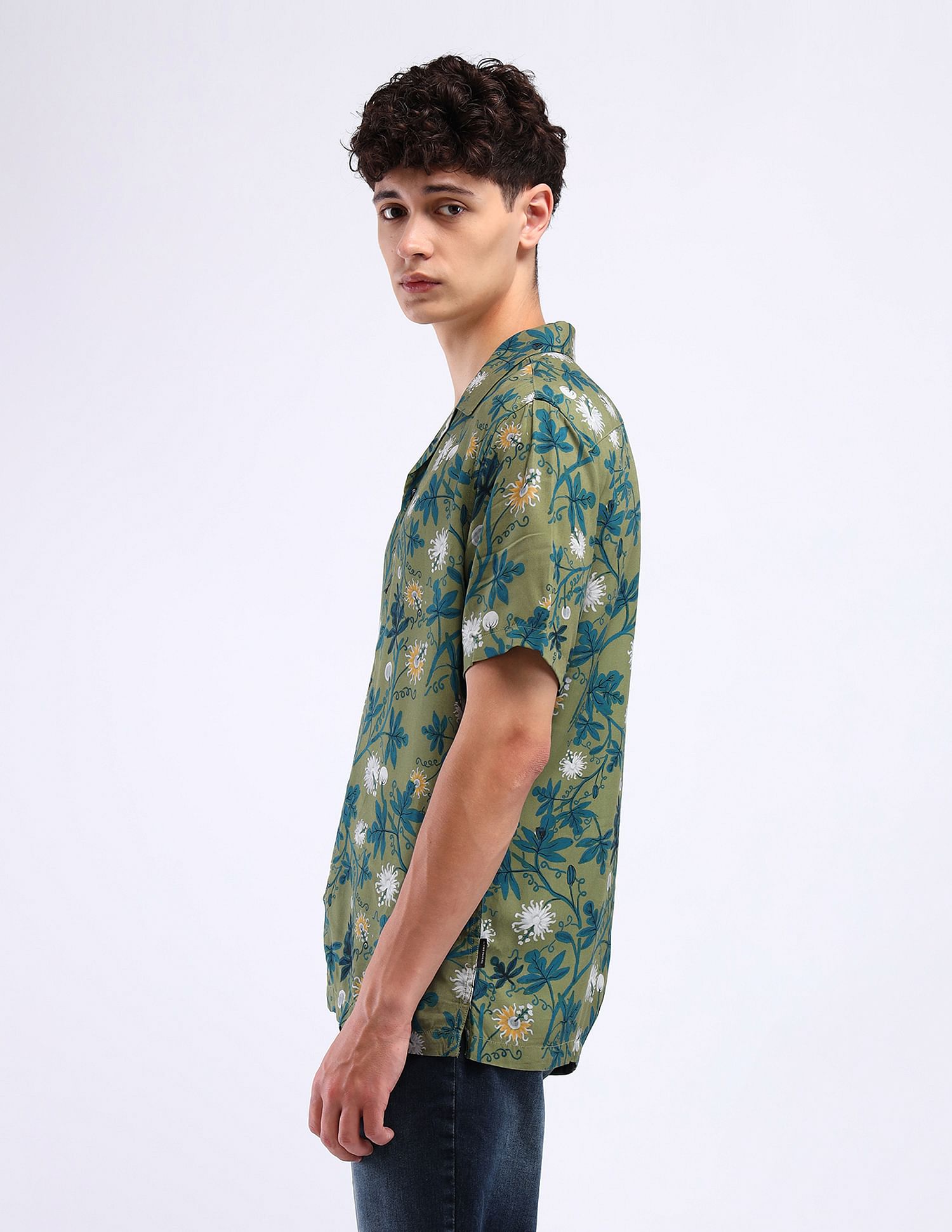 Flying Machine Cuban Collar Cotton Shirt
