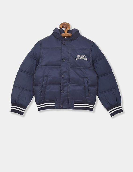 Buy Tommy Hilfiger Kids Boys Navy Hood Padded Quilted Bomber