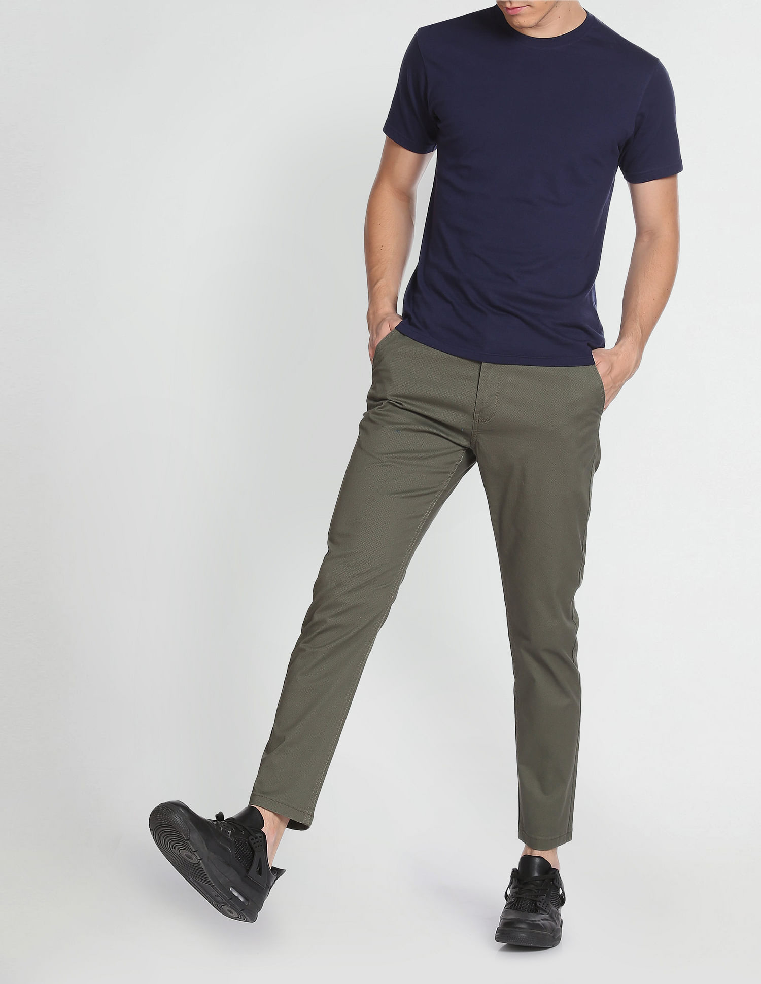 Flying Machine Twill Geometric Print Trousers