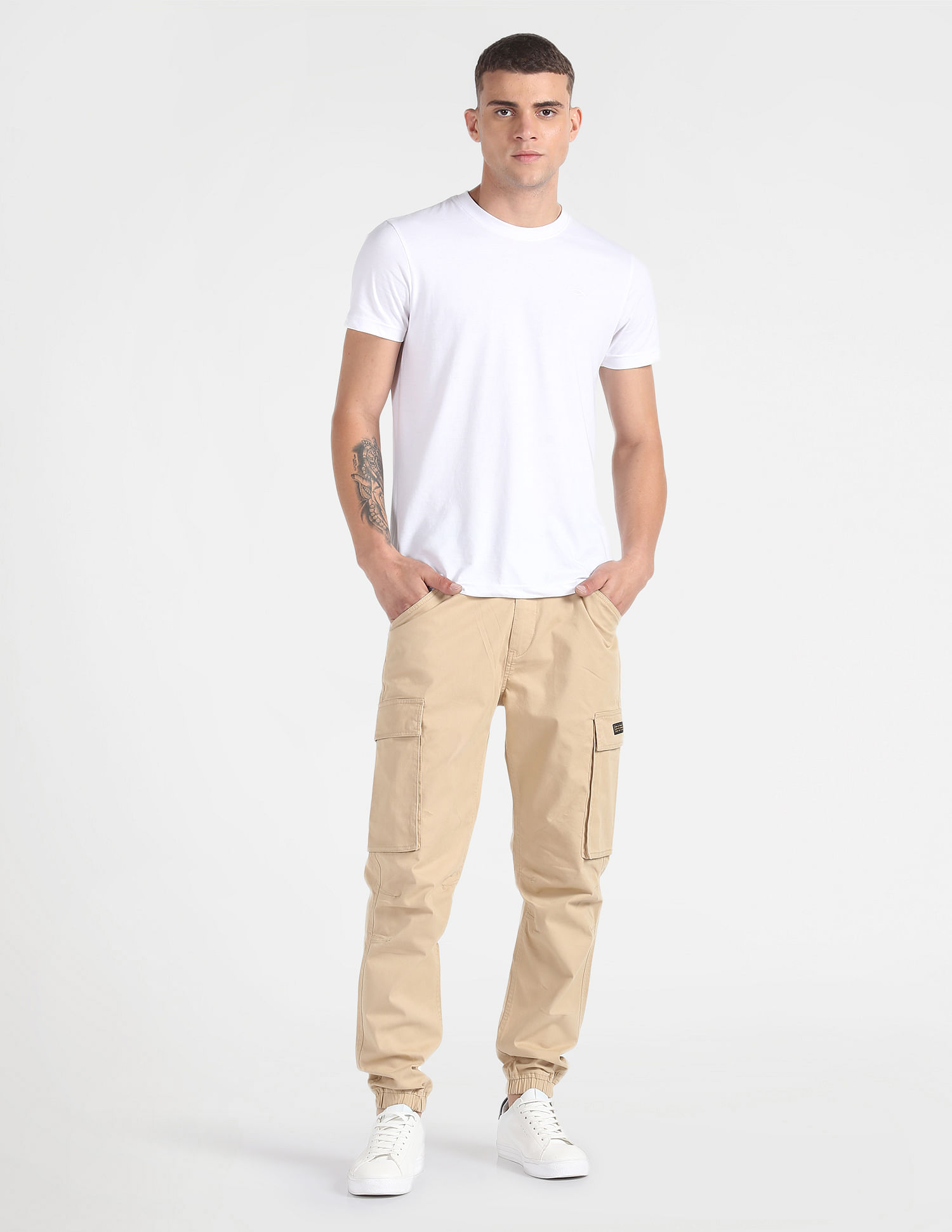 Flying Machine Solid Jogger Fit Cargo Trousers