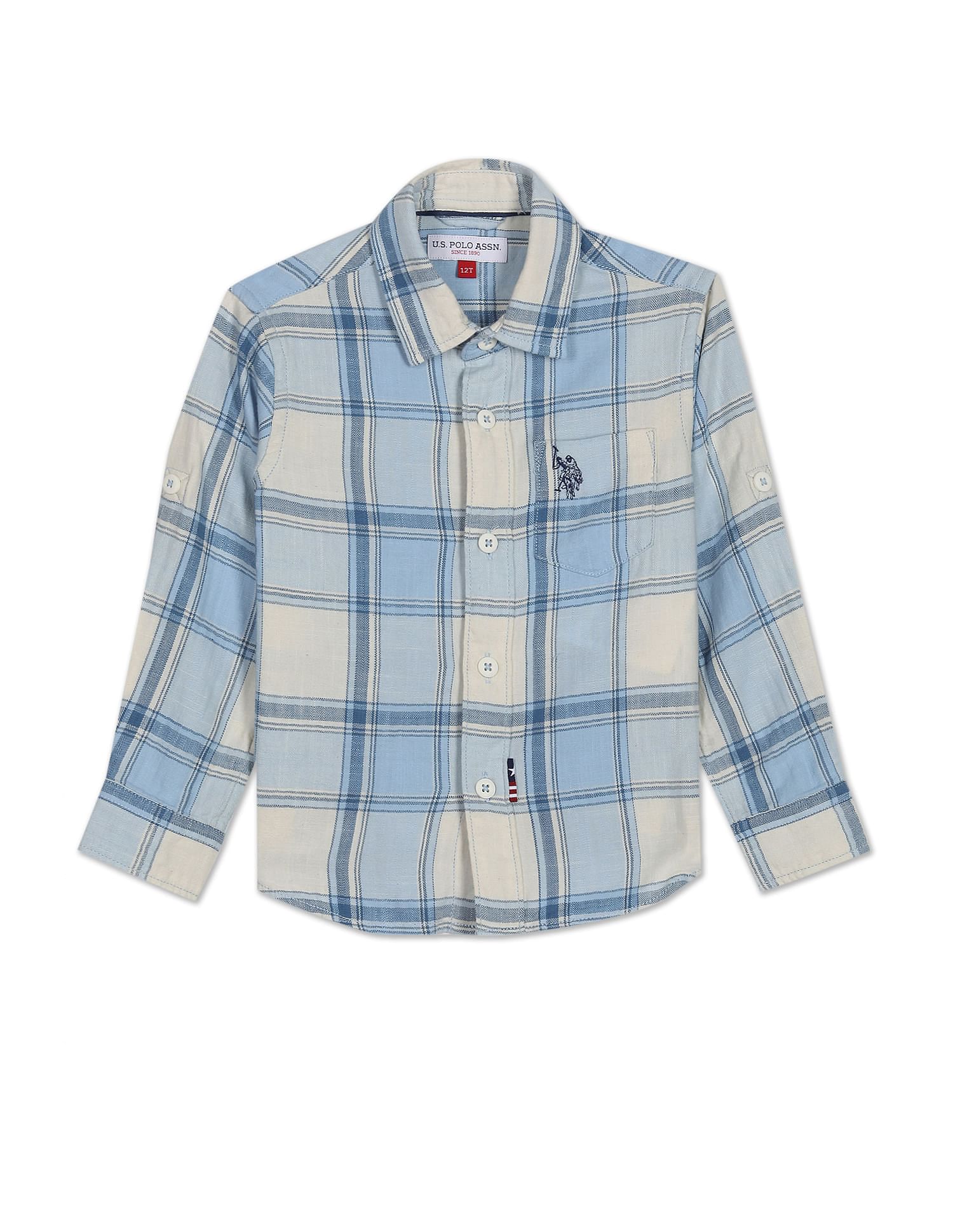 U.S. Polo Assn. Kids Boys Tartan Check Herringbone Weave Shirt
