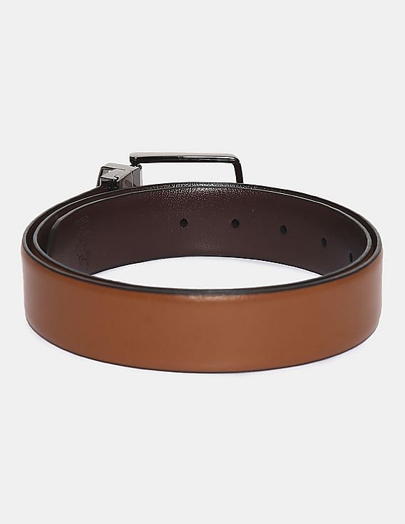 U.S. Polo Assn. Brown Textured Reversible Belt