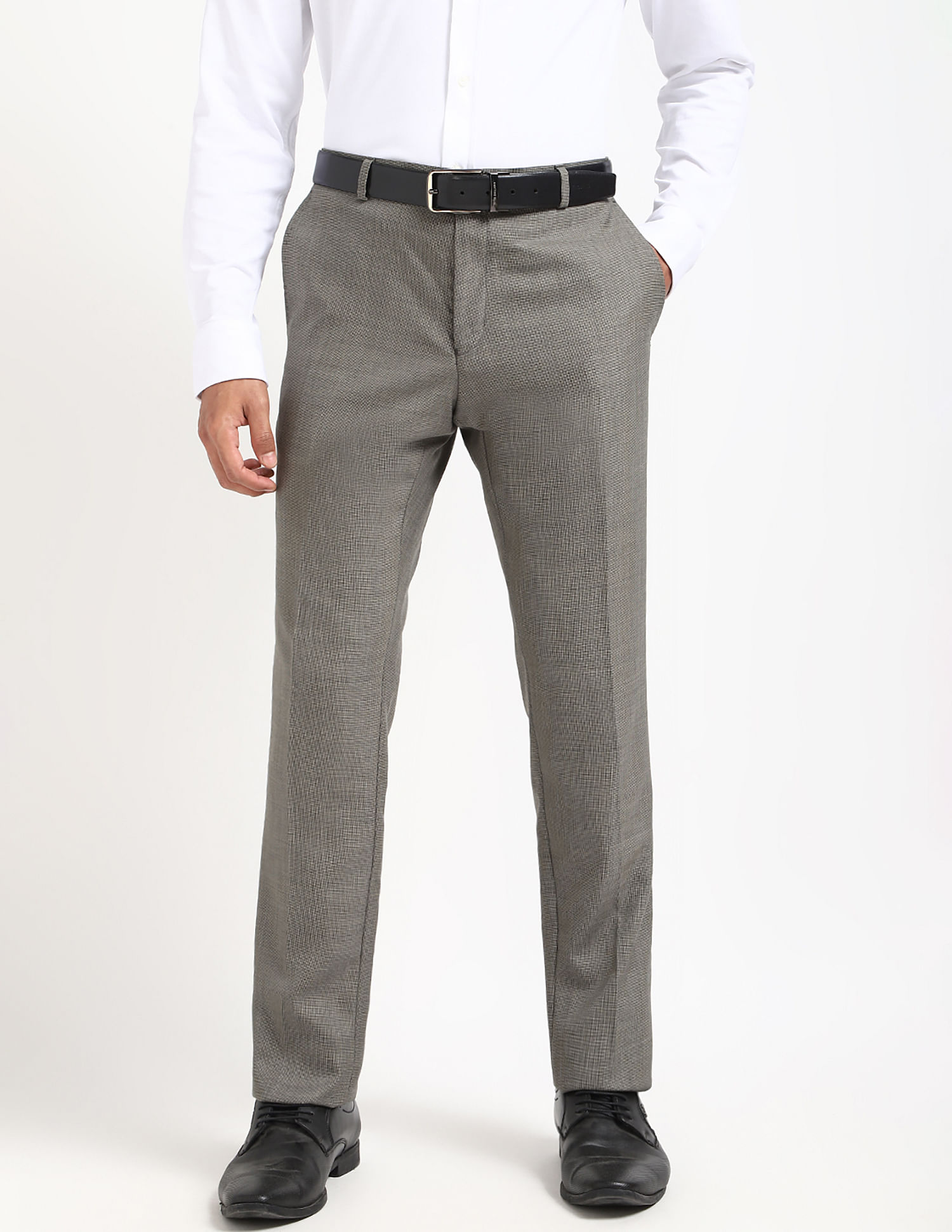 Tommy Hilfiger Regular-Fit Self-Design Mid-Rise Trouser