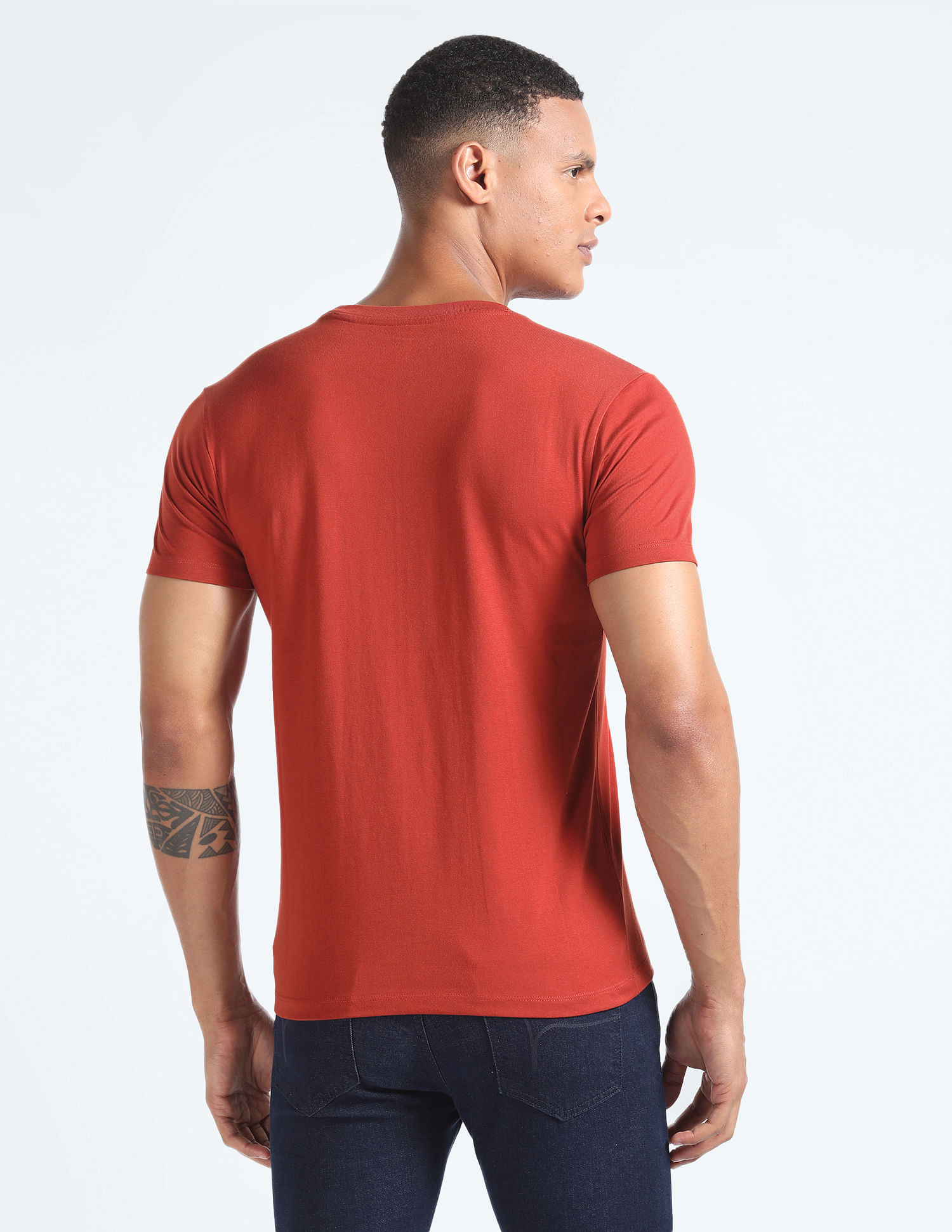 Flying Machine Silicone Print Crew Neck T-Shirt