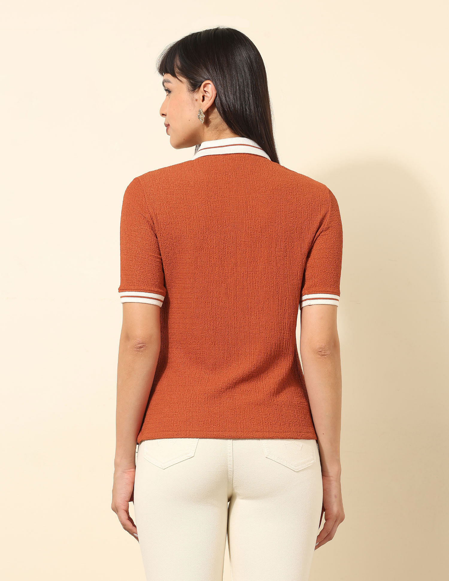 U.S. Polo Assn. Women Regular Fit Textured Polo Shirt