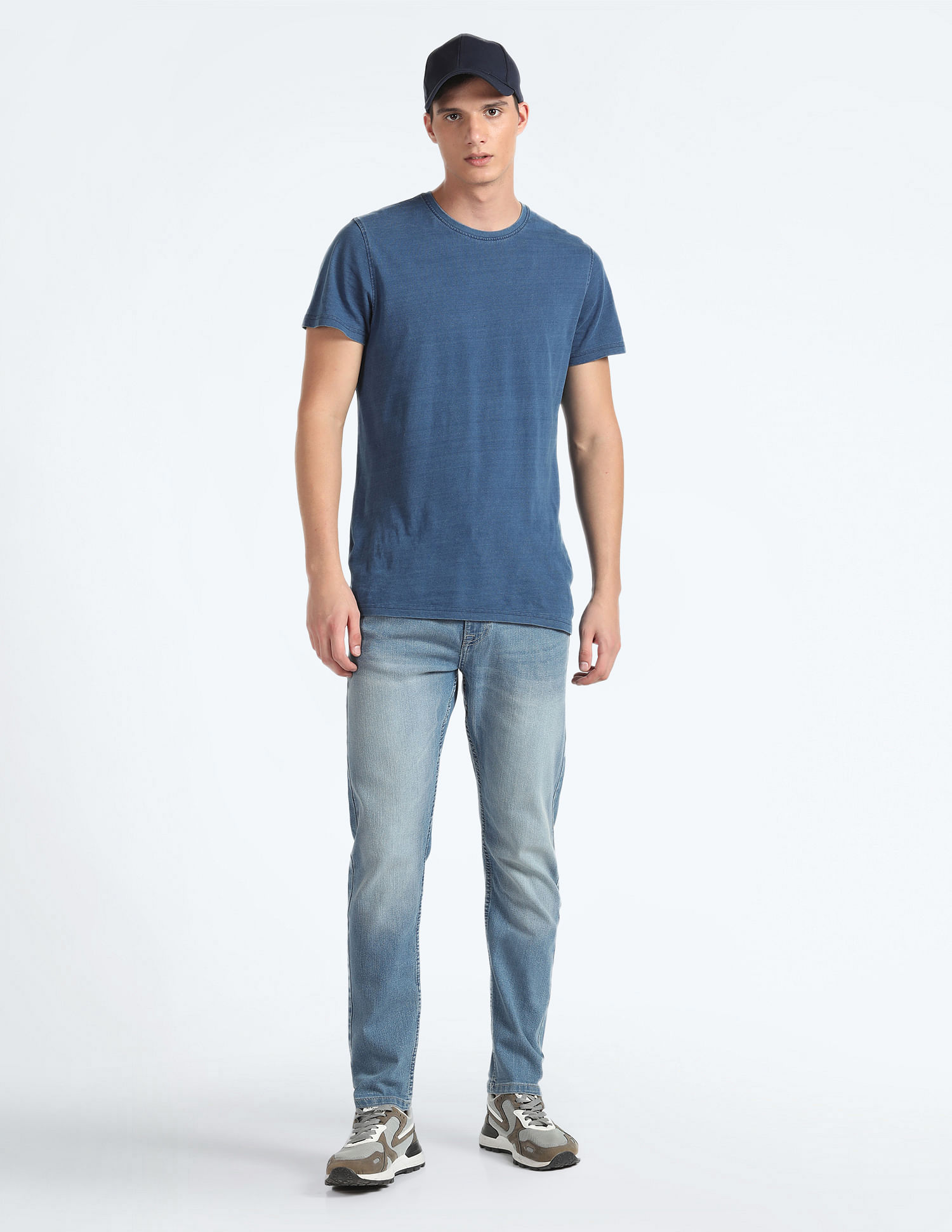 Flying Machine Stone Wash Slash Slim Tapered Fit Jeans
