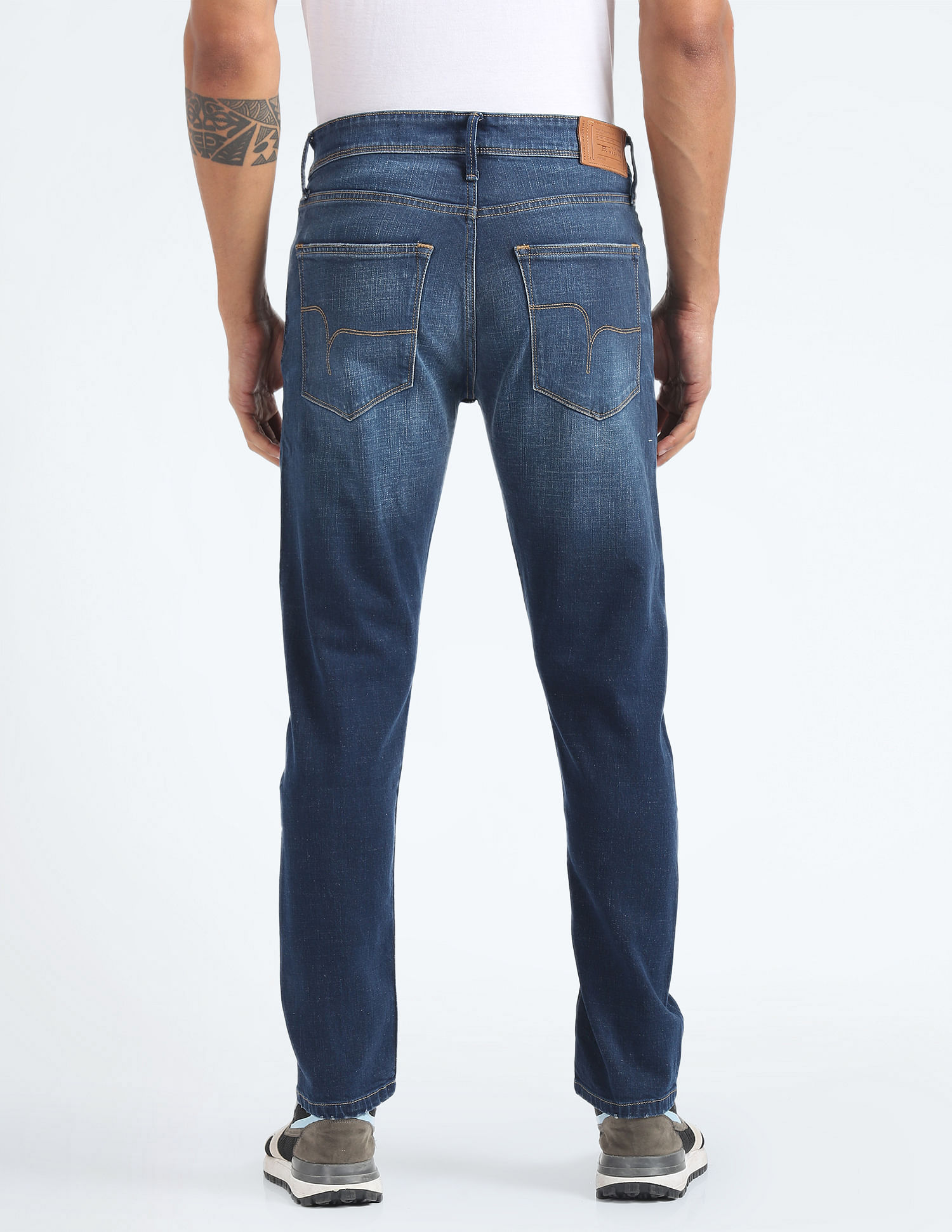 Flying Machine Slash Slim Tapered Fit Whiskered Jeans
