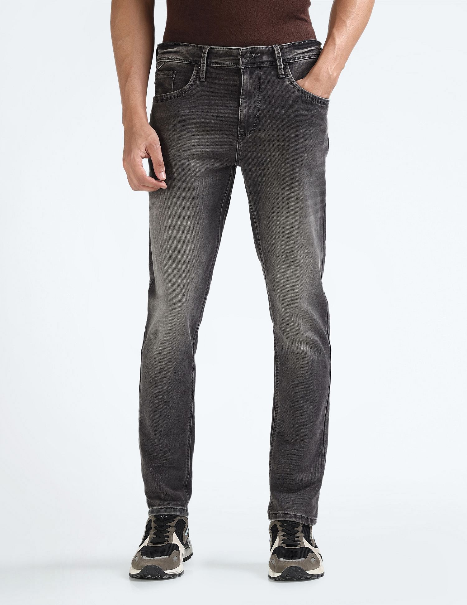 Flying Machine Slash Slim Tapered Fit Mid Rise Jeans
