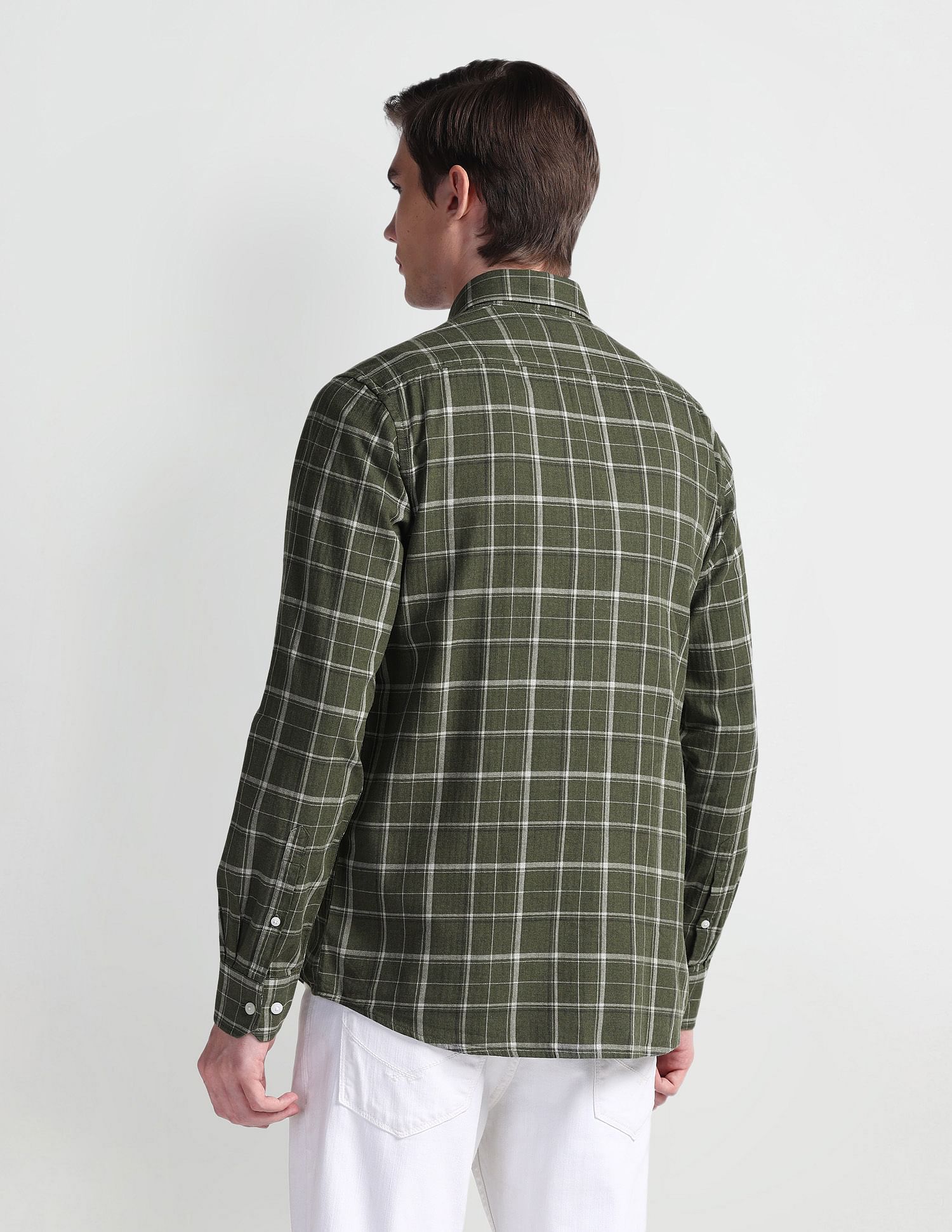 Arrow Sport Tartan Check Herringbone Shirt