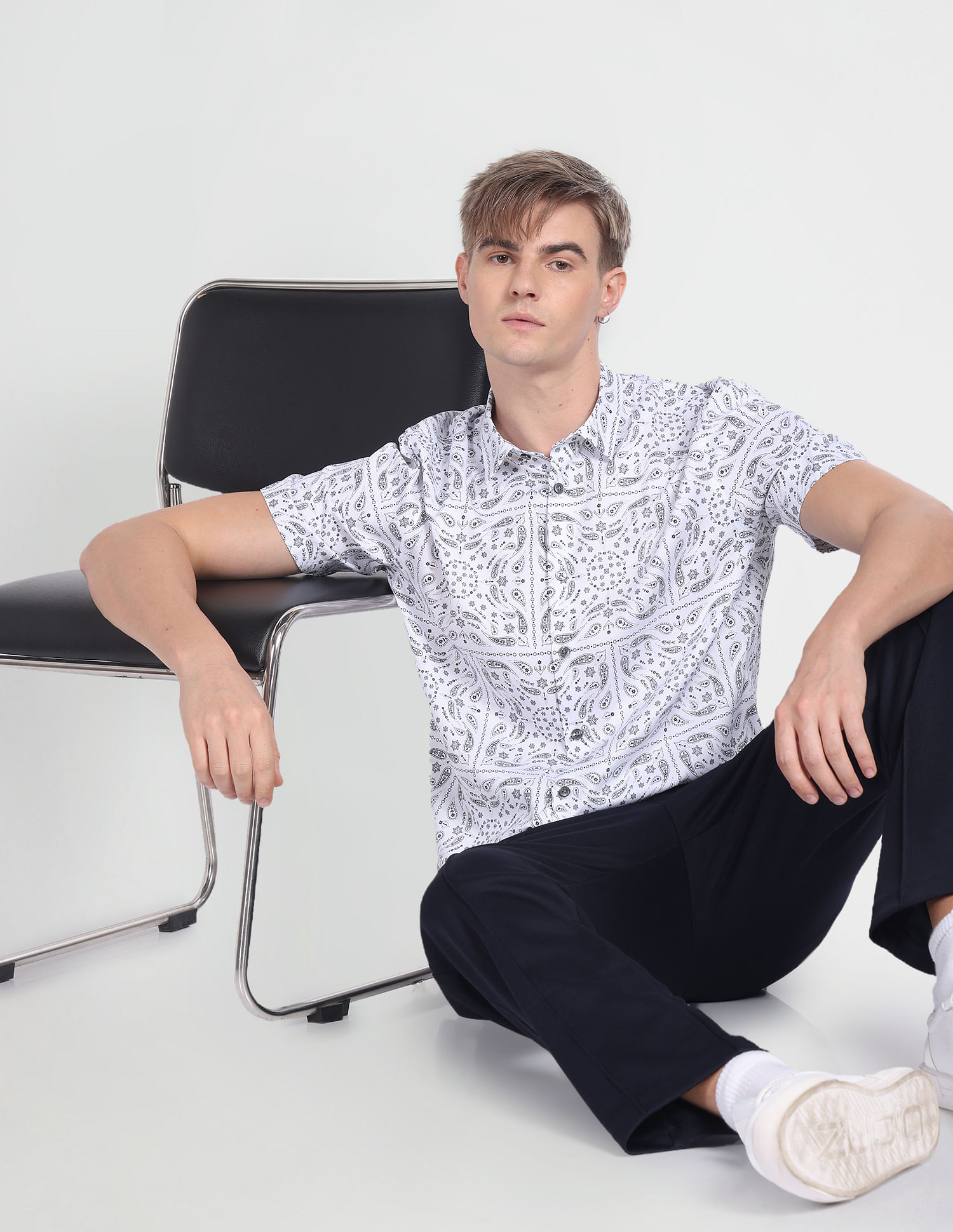 Flying Machine Short Sleeve Paisley Print Shirt