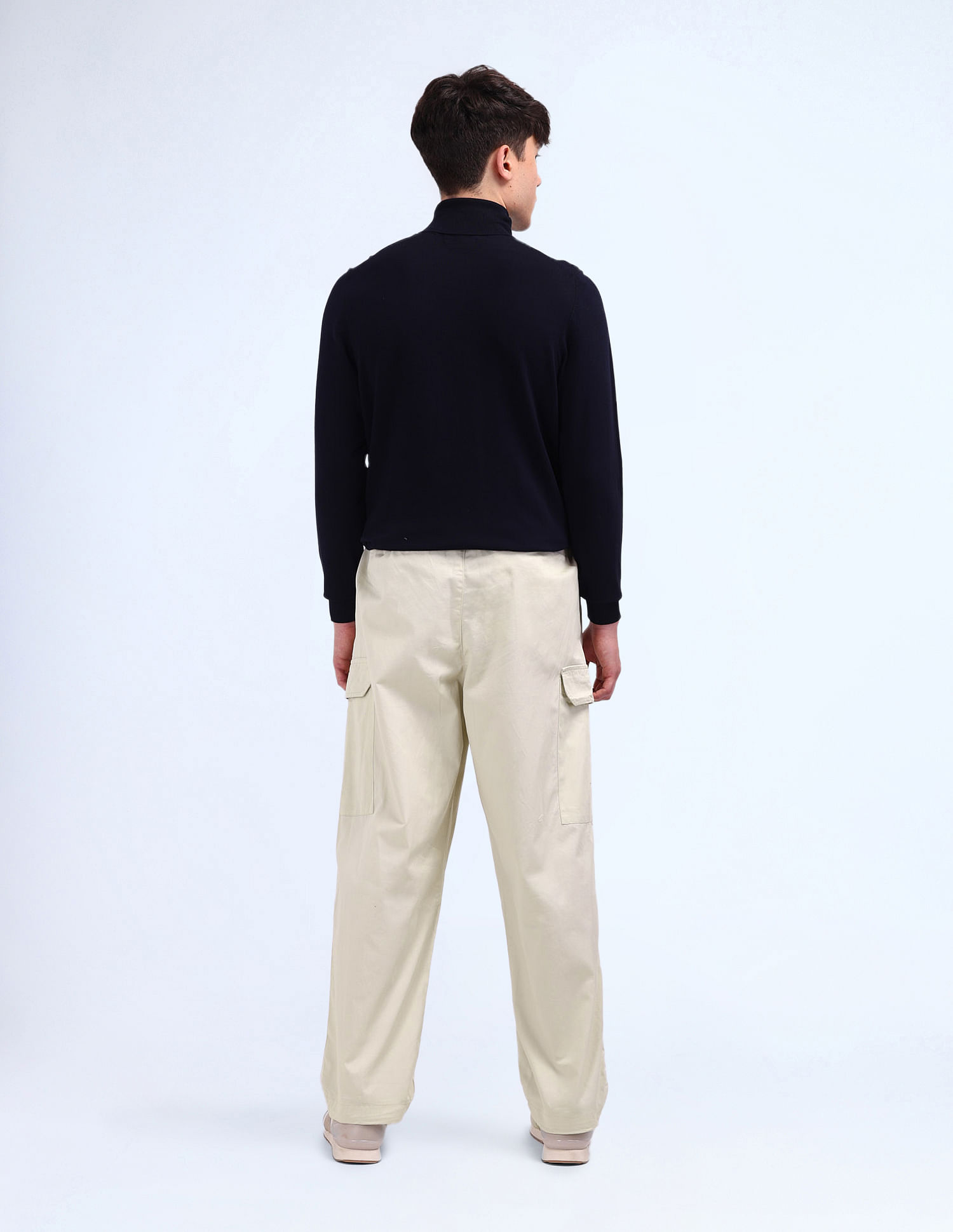 Flying Machine Solid Loose Fit Pleated Cargos