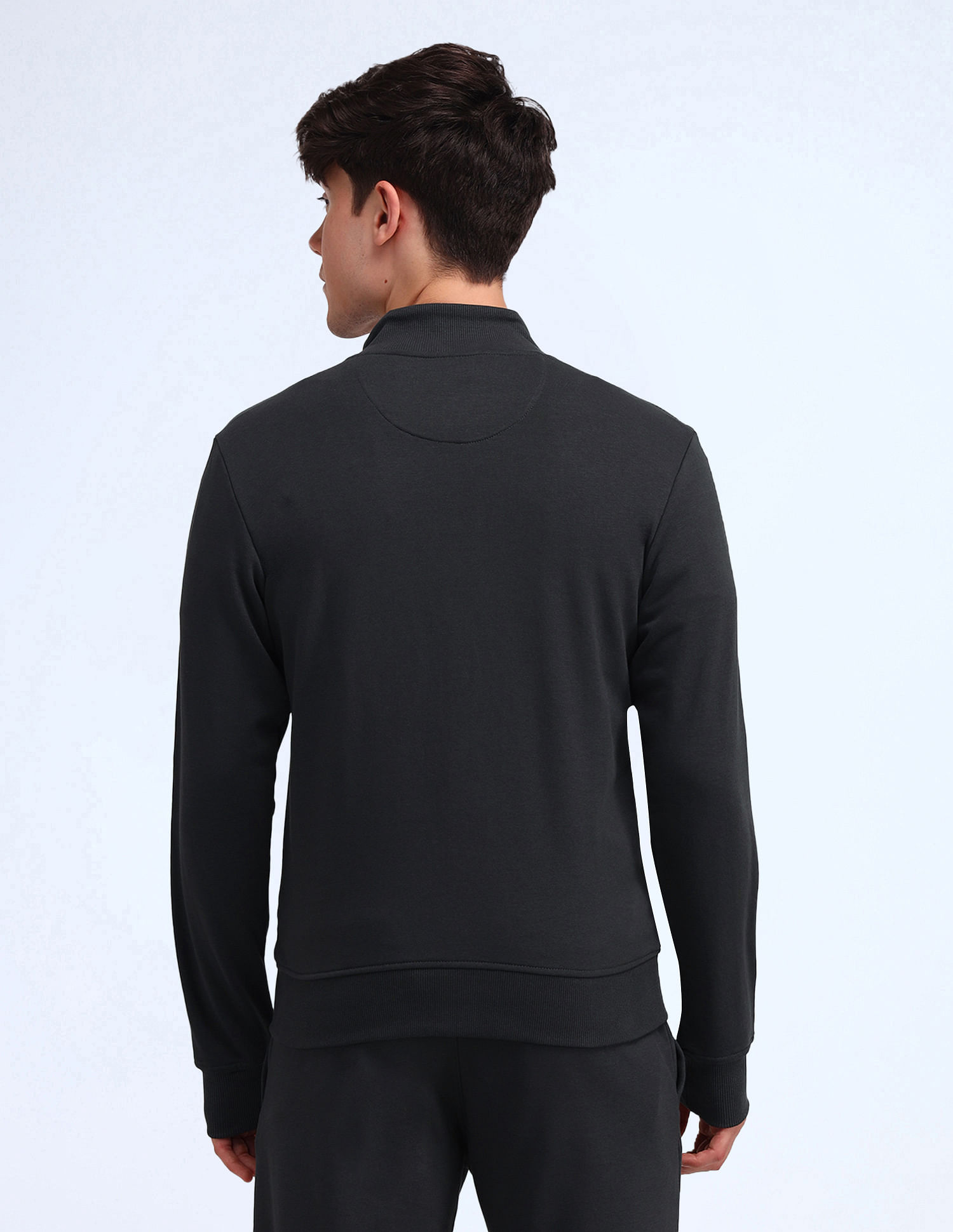 Flying Machine Solid High Neck Sweatshirt