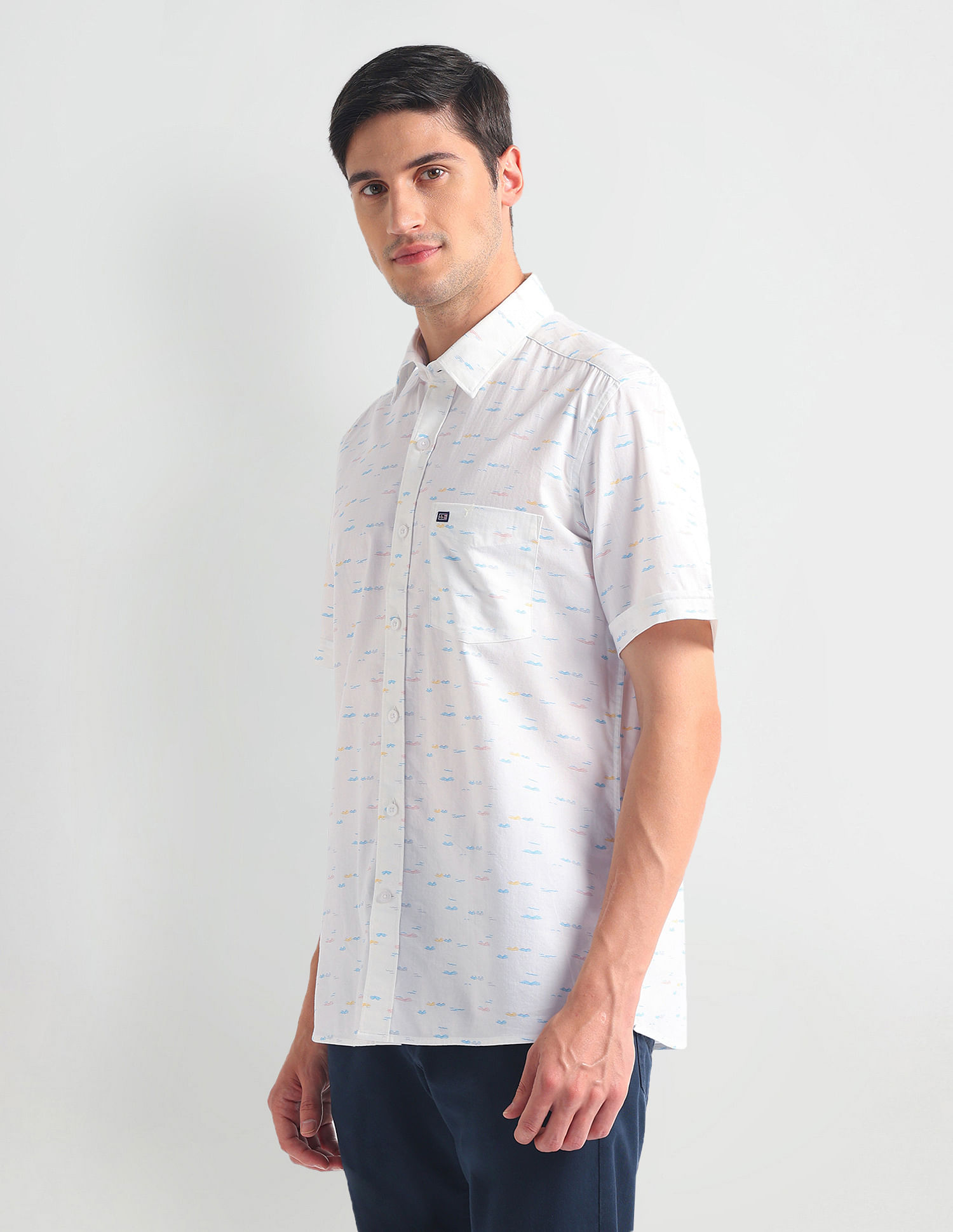 Arrow Sports Abstract Print Slim Shirt