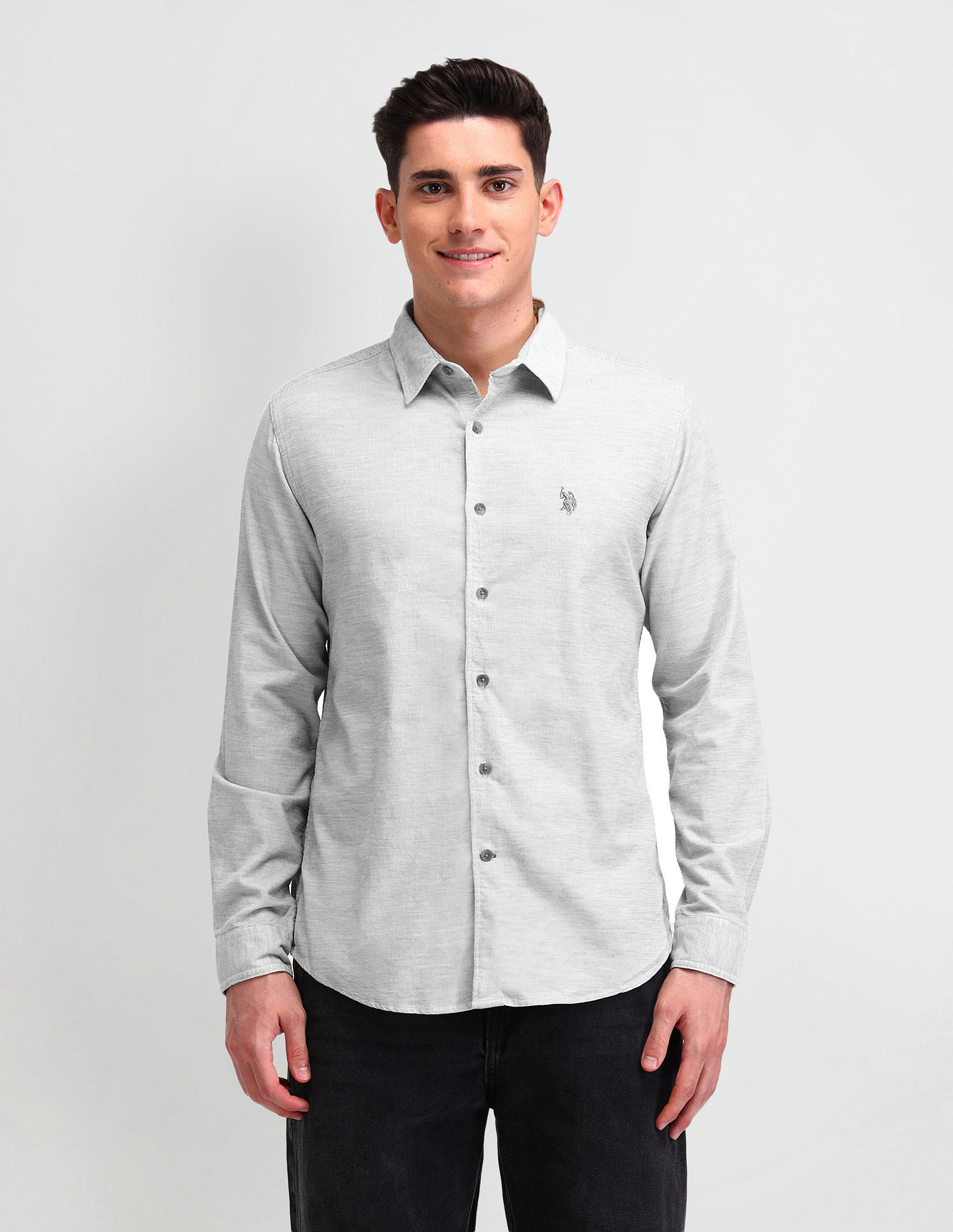 U.S. Polo Assn. Denim Co. Textured Slim Fit Cotton Shirt