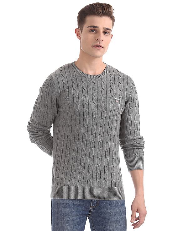 Men's Cable Crew Neck Sweater