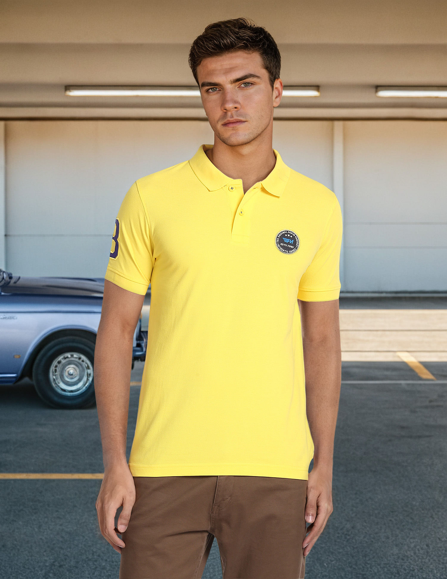 Flying Machine Appliqued Pique Polo Shirt