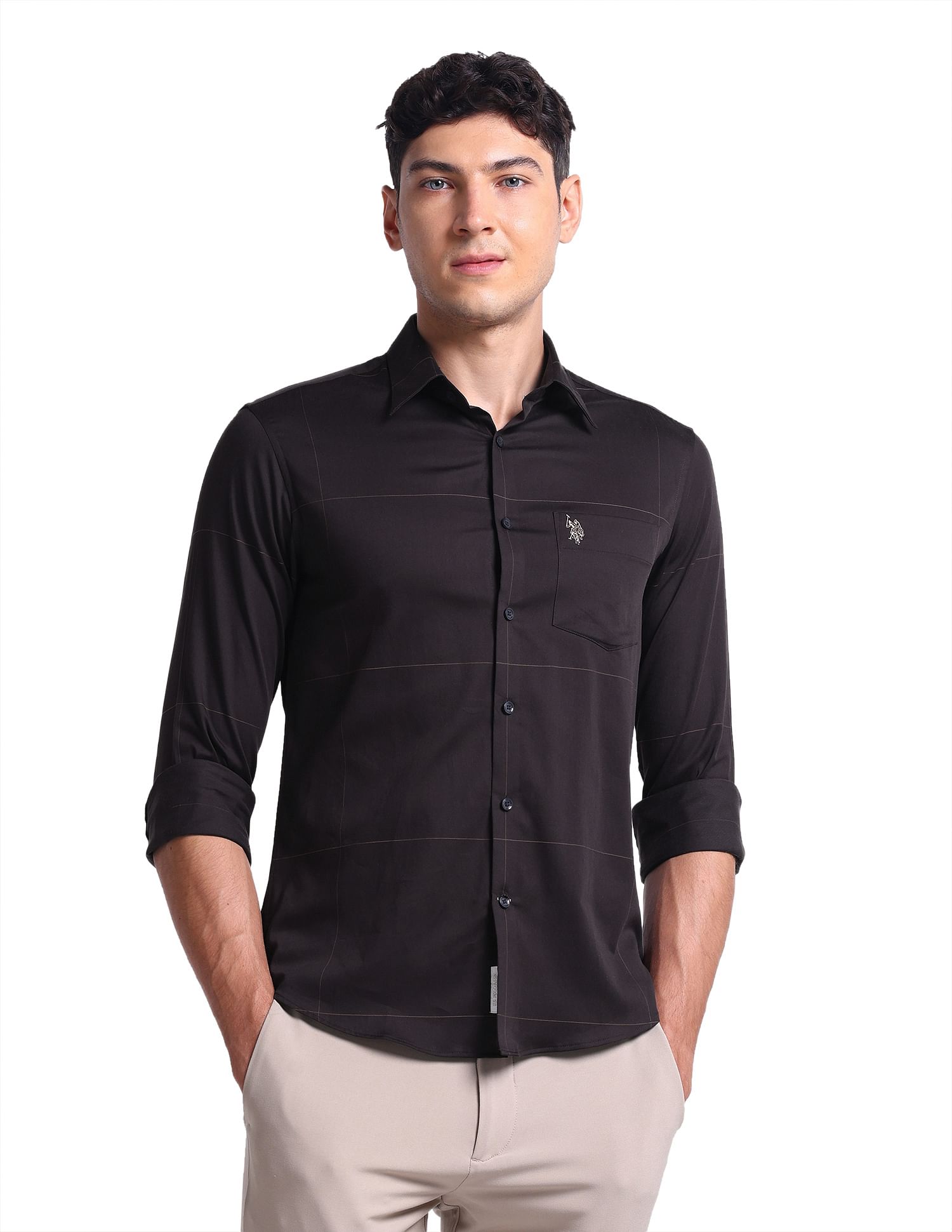 U.S. Polo Assn. Windowpane Check Twill Shirt