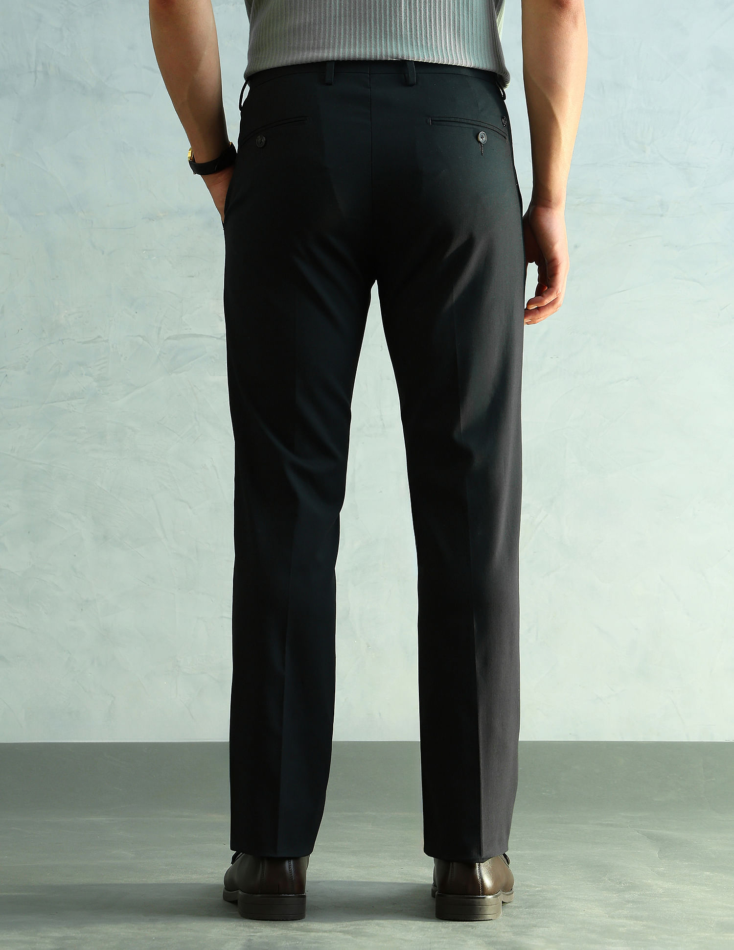 Arrow Solid Slim Fit Formal Trousers