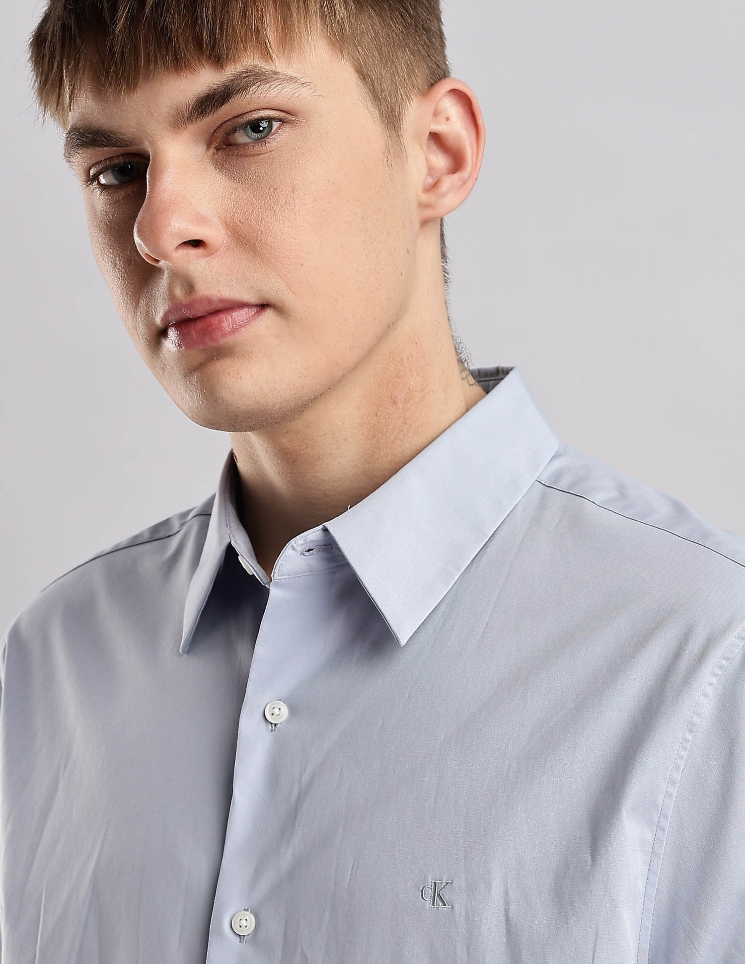 Calvin Klein Jeans Mens Blue Solid Shirt