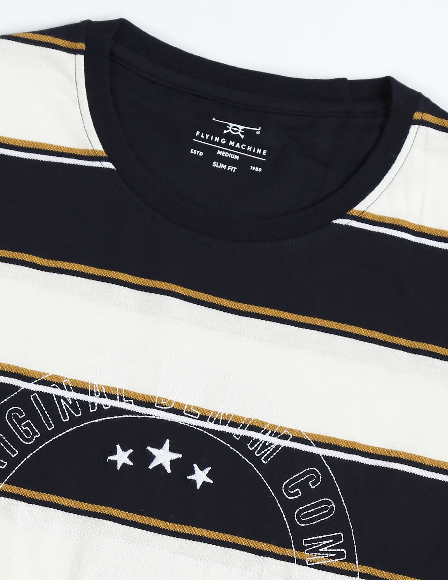 Flying Machine Horizontal Stripe Crew Neck T-Shirt