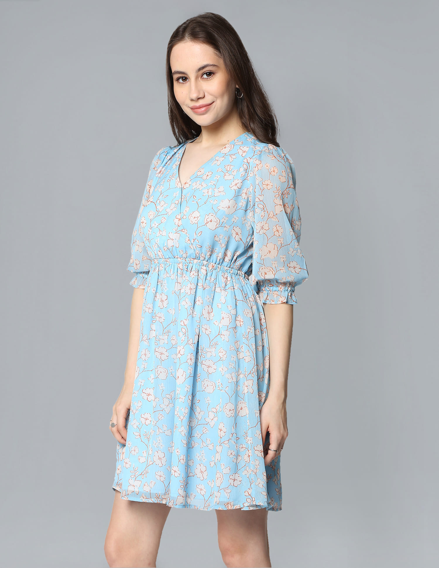 Buy Flying Machine Women V-Neck Polyester Fit Flare Dress - NNNOW.com