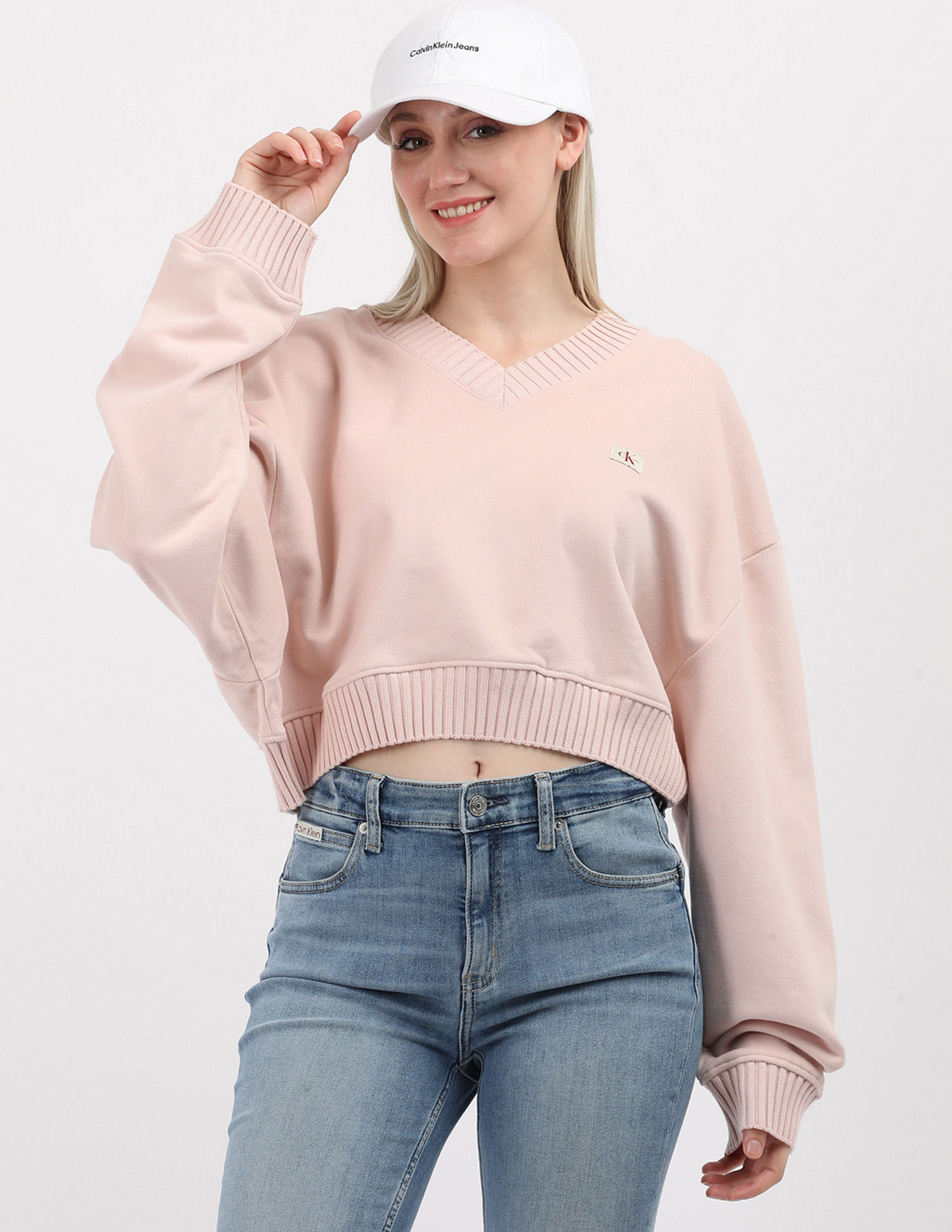 Calvin Klein Jeans Woven Label V-Neck Sweatshirt