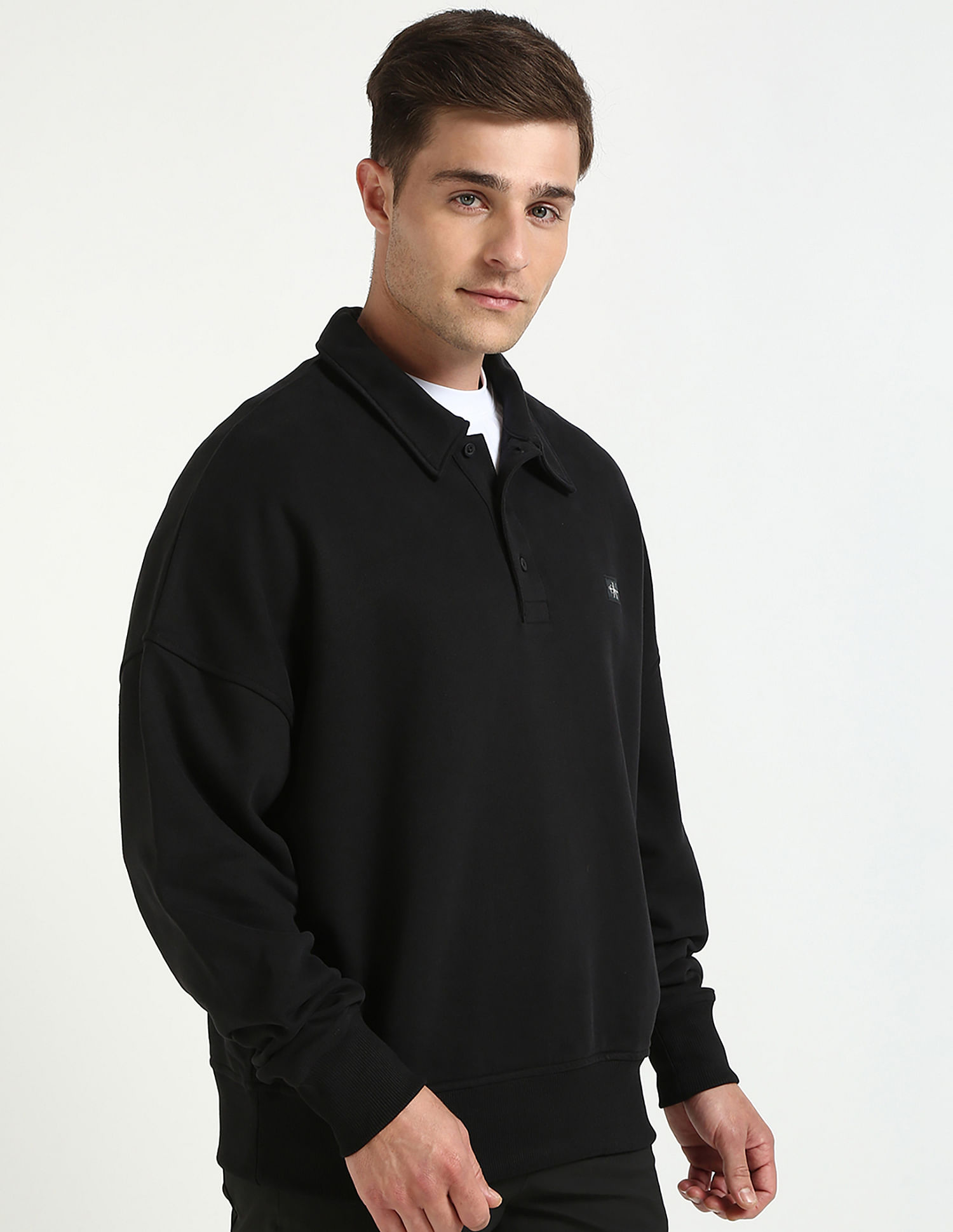 Calvin Klein Jeans Solid Relaxed-Fit Cotton Sweatshirt