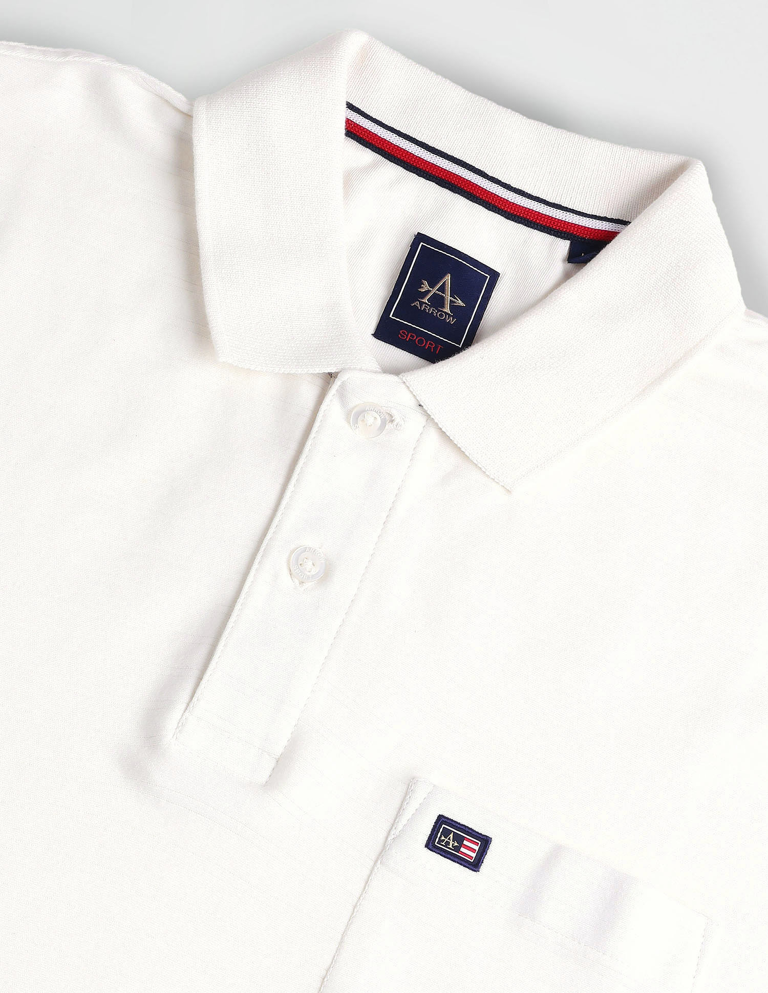 Arrow Sports Patch Pocket Horizontal Stripe Polo Shirt