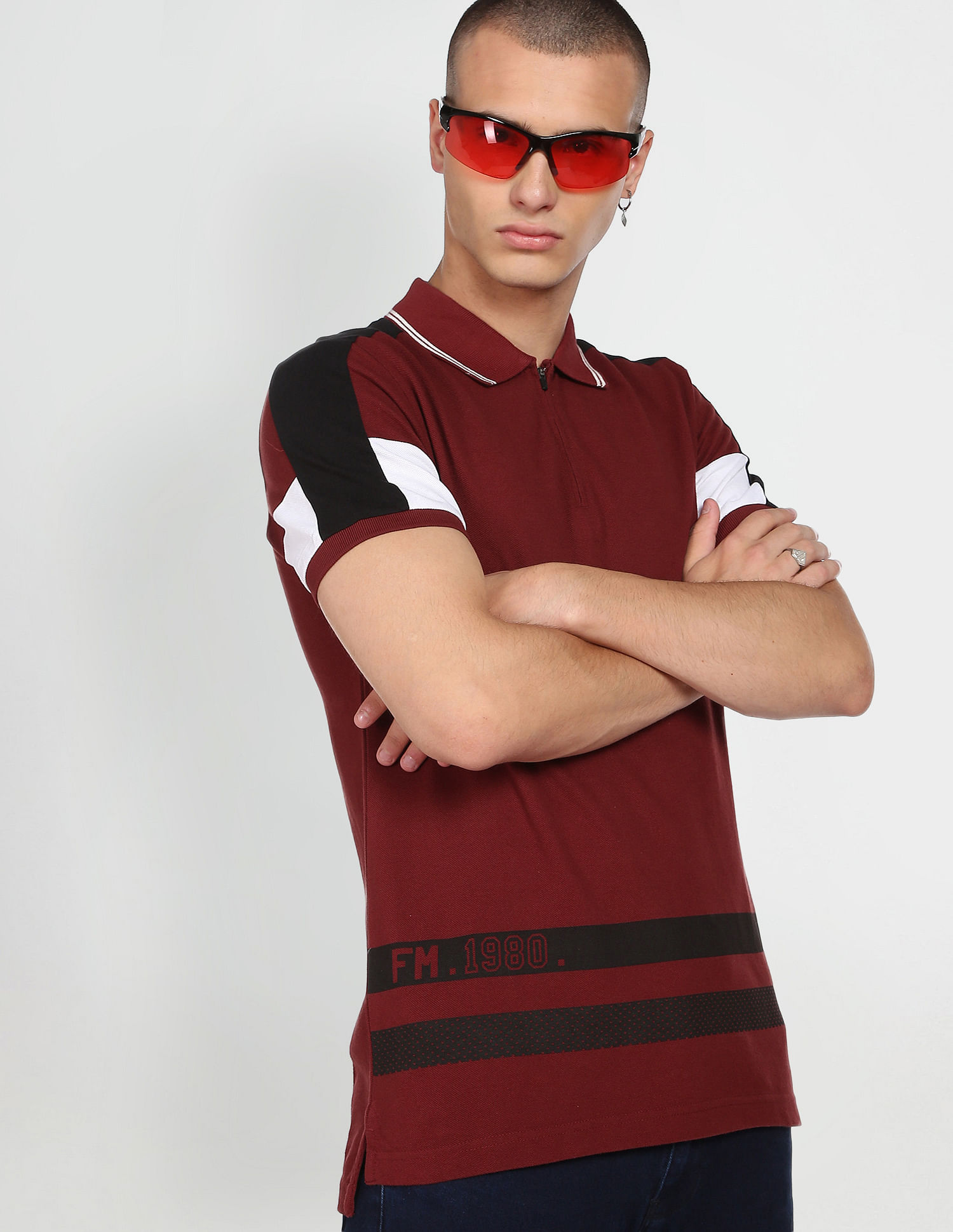 Flying Machine Striped Cotton Polo Shirt