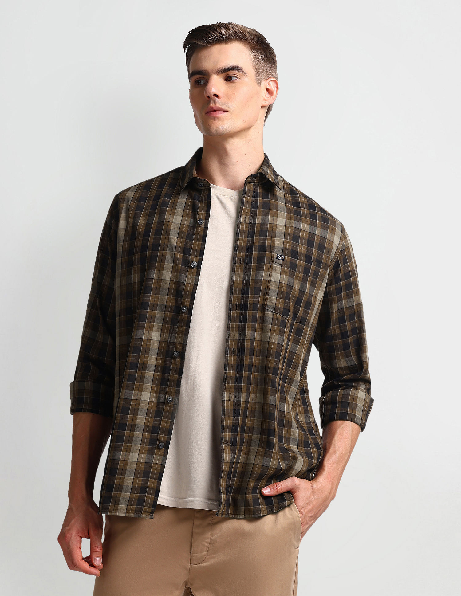 Arrow Sports Manhattan Slim Fit Plaid Shirt