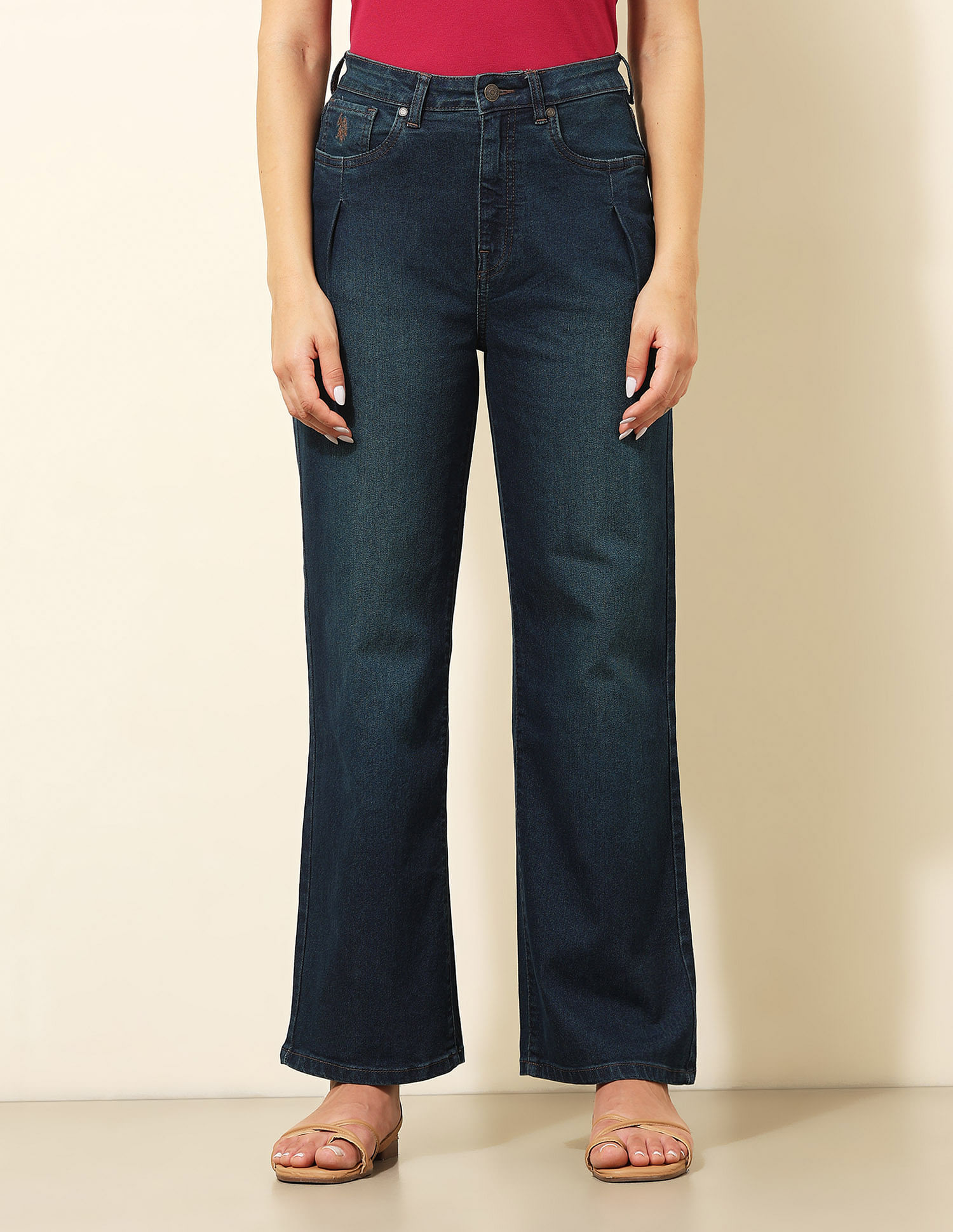 U.S. Polo Assn. Women High Rise Wide Leg Fit Jeans