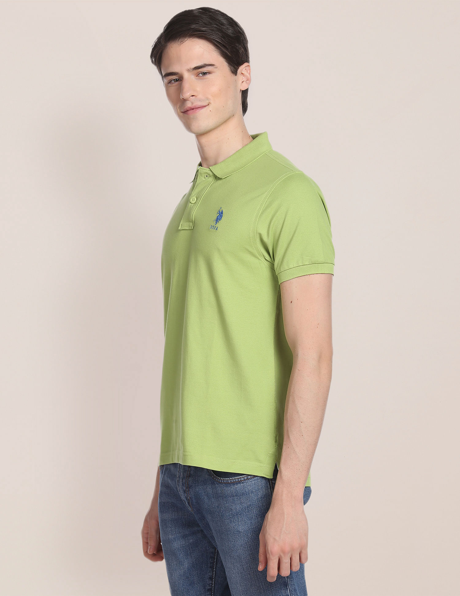 U.S. Polo Assn. Mandarin Collar Luxury Polo Shirt, Green (XL)
