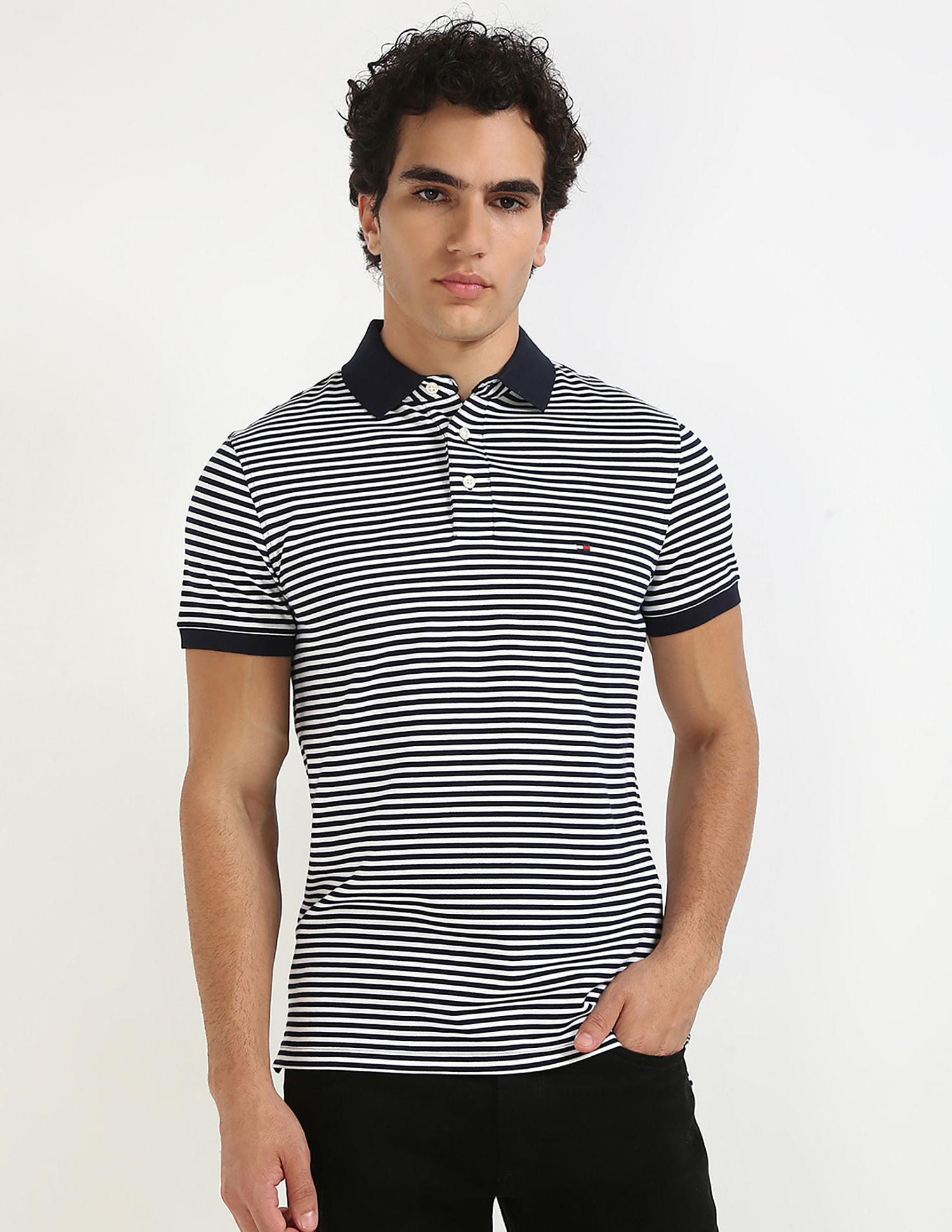 Tommy Hilfiger Striped Slim-Fit Cotton Polo Shirt