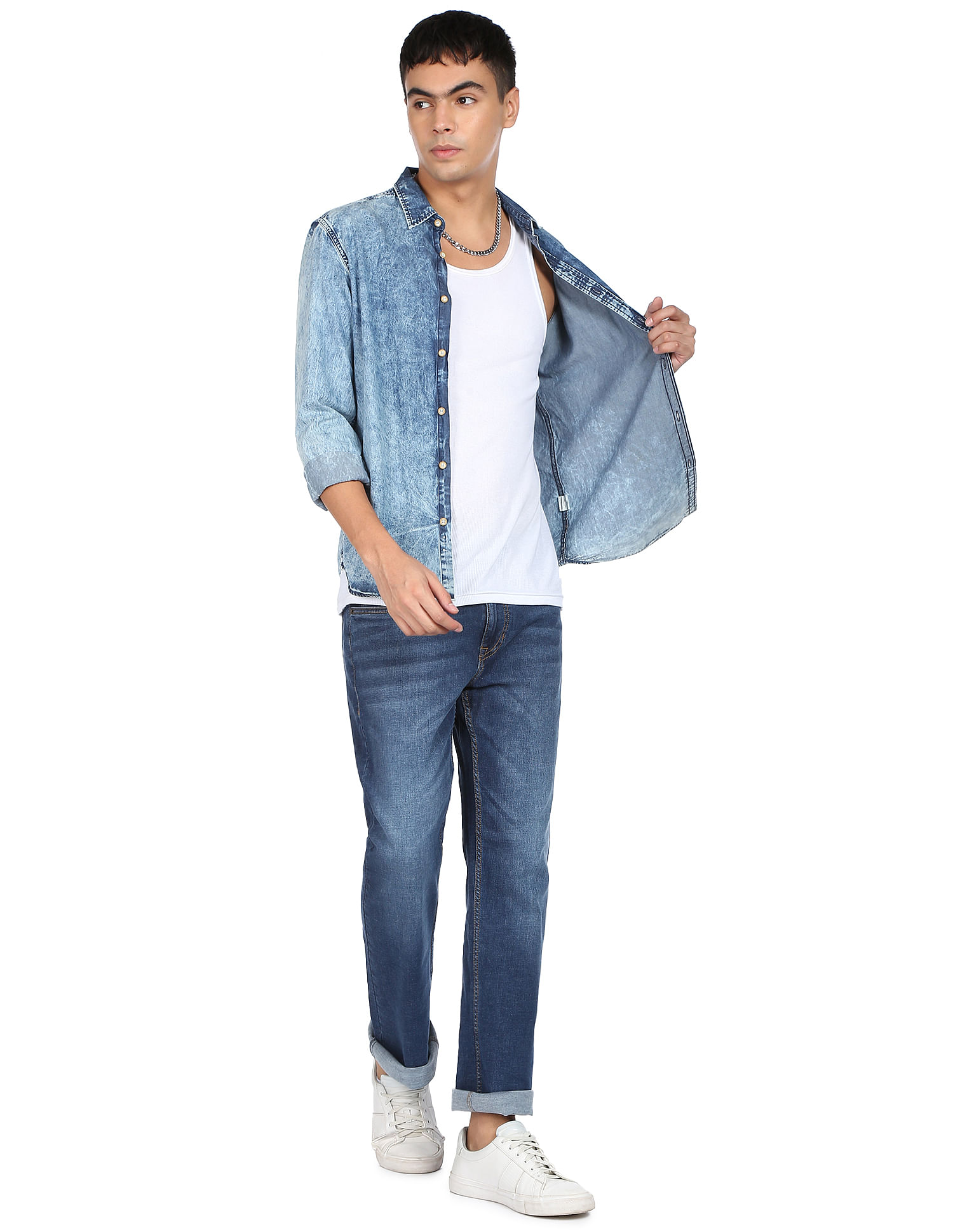 Flying Machine Whiskered Bruce Straight Fit Bootcut Jeans