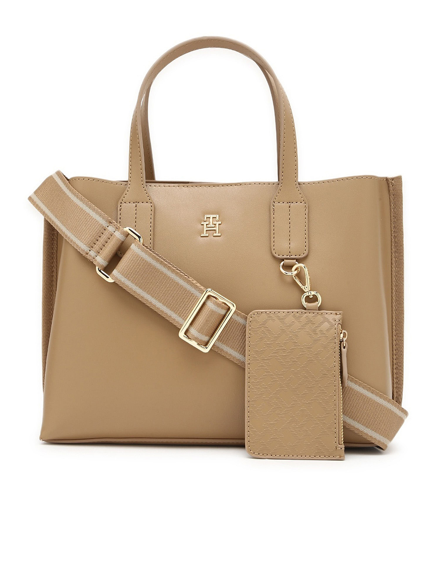 Tommy Hilfiger Solid Khaki Pu Handbags