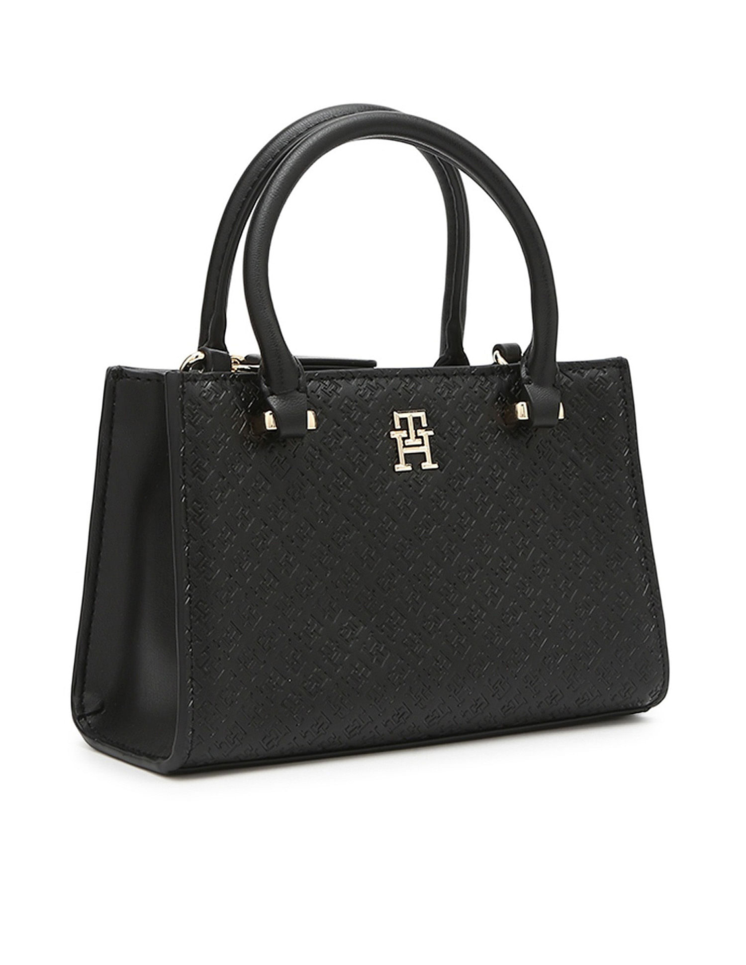Tommy Hilfiger Logo Black Pu Handbag