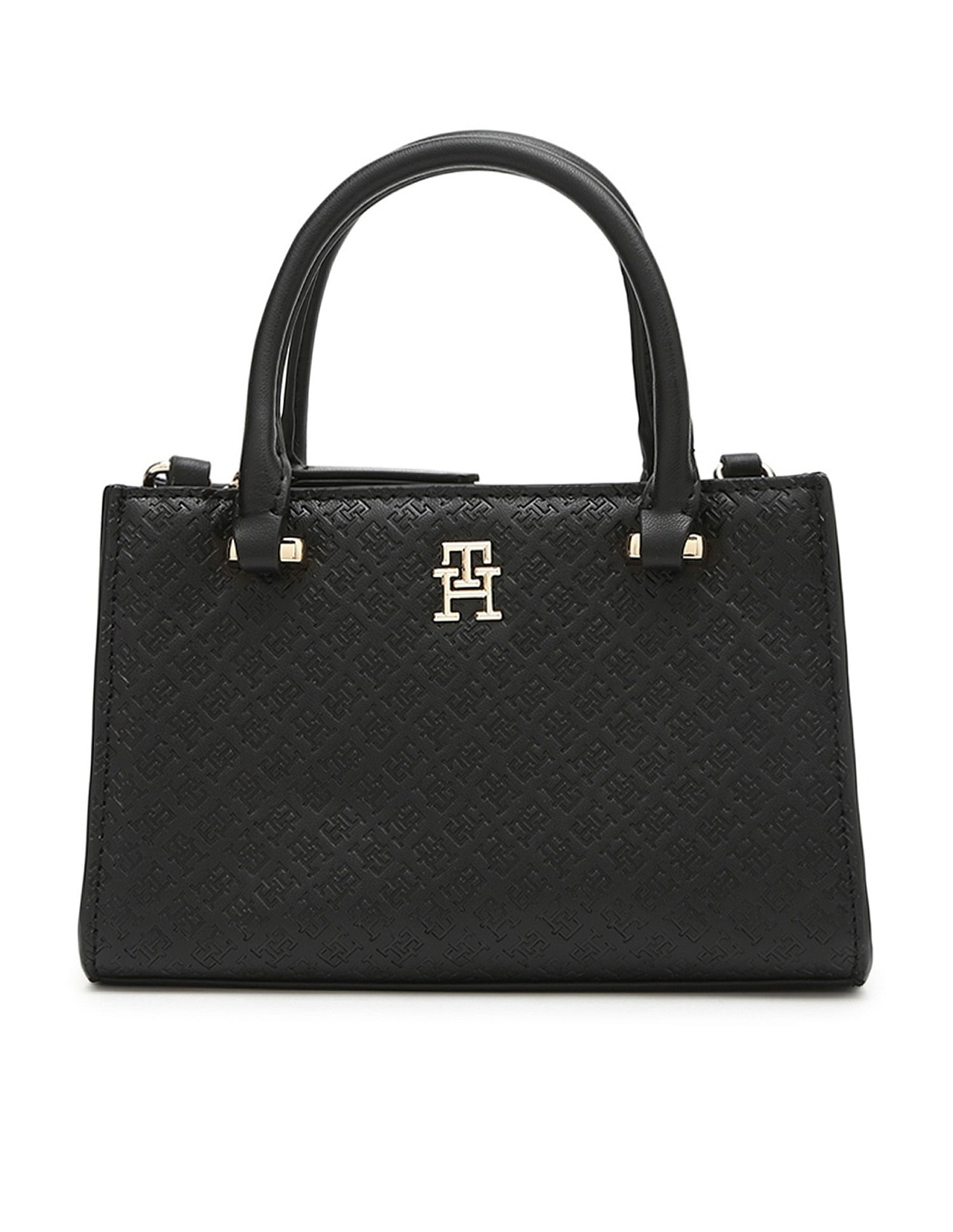 Tommy Hilfiger Logo Black Pu Handbag