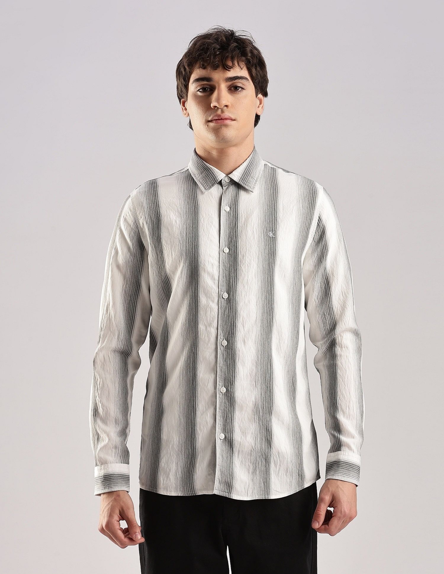 Calvin Klein Jeans Vertical Stripes Slim Fit Plain Woven Shirt