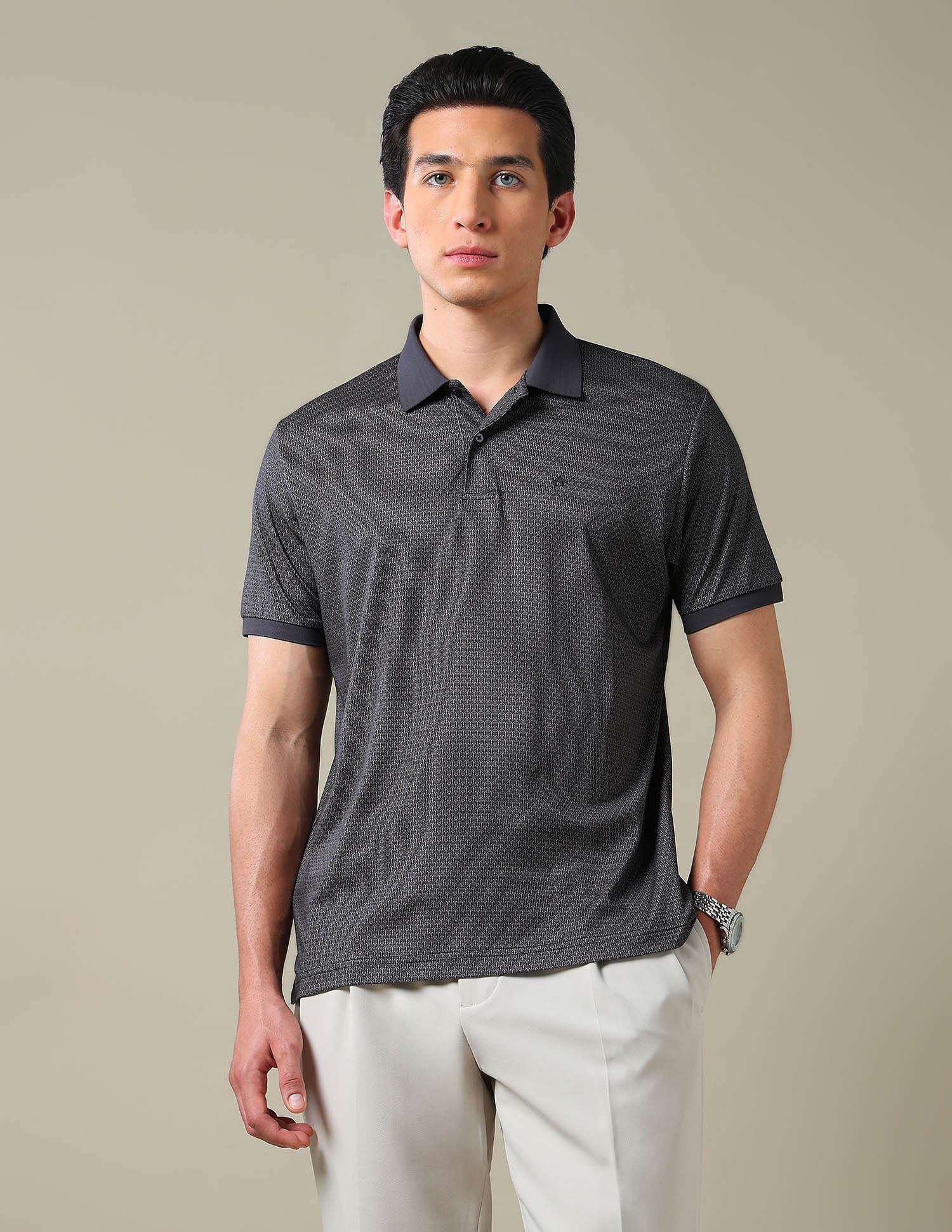 Arrow Geometric Printed Pure Cotton 1851 Polo Shirt