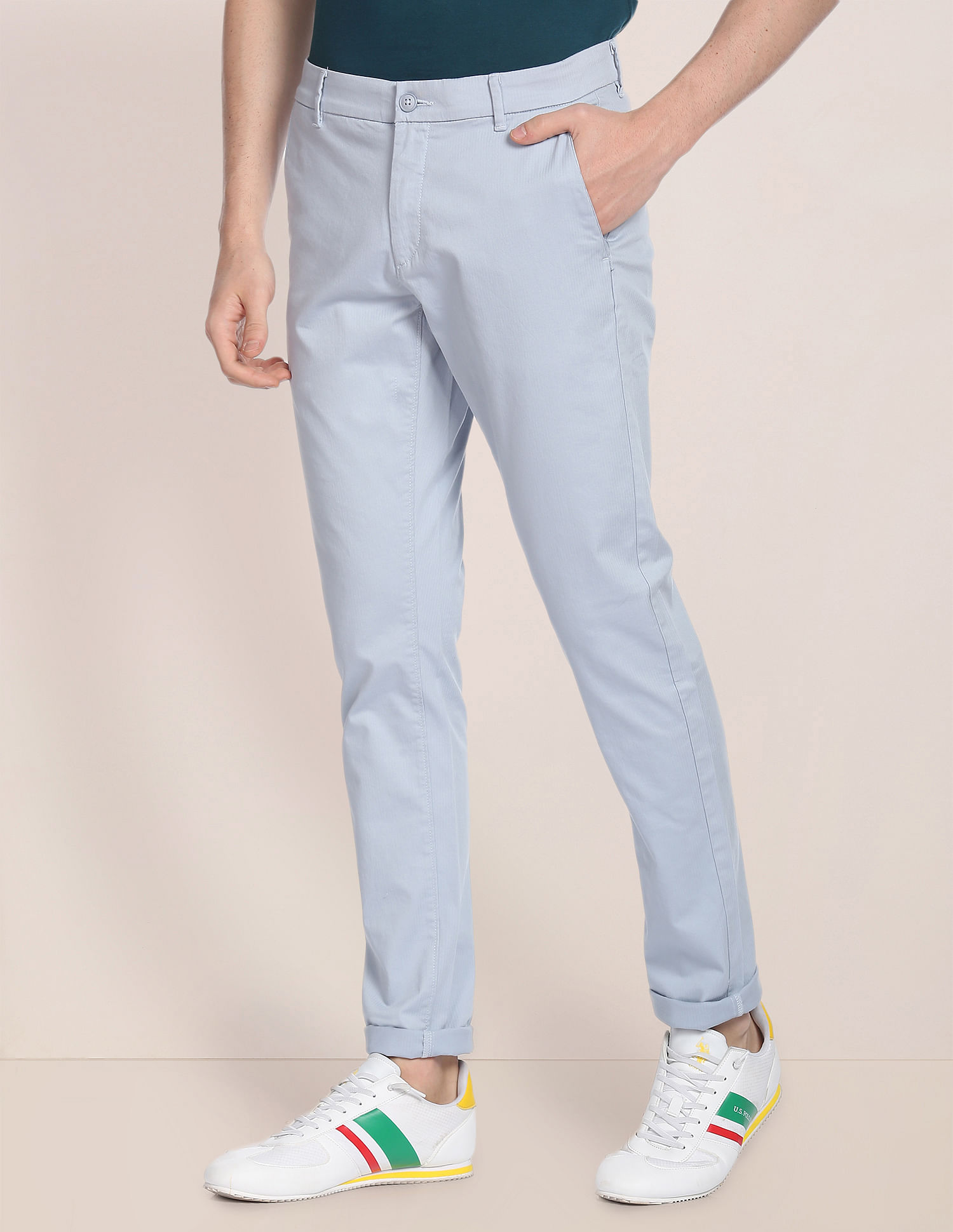 U.S. Polo Assn. Herringbone Textured Casual Trousers