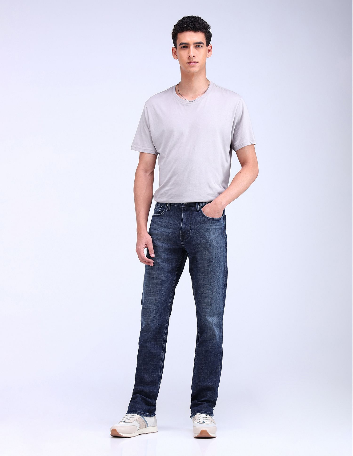 Flying Machine Freddie Slim Straight Fit Stone Wash Jeans