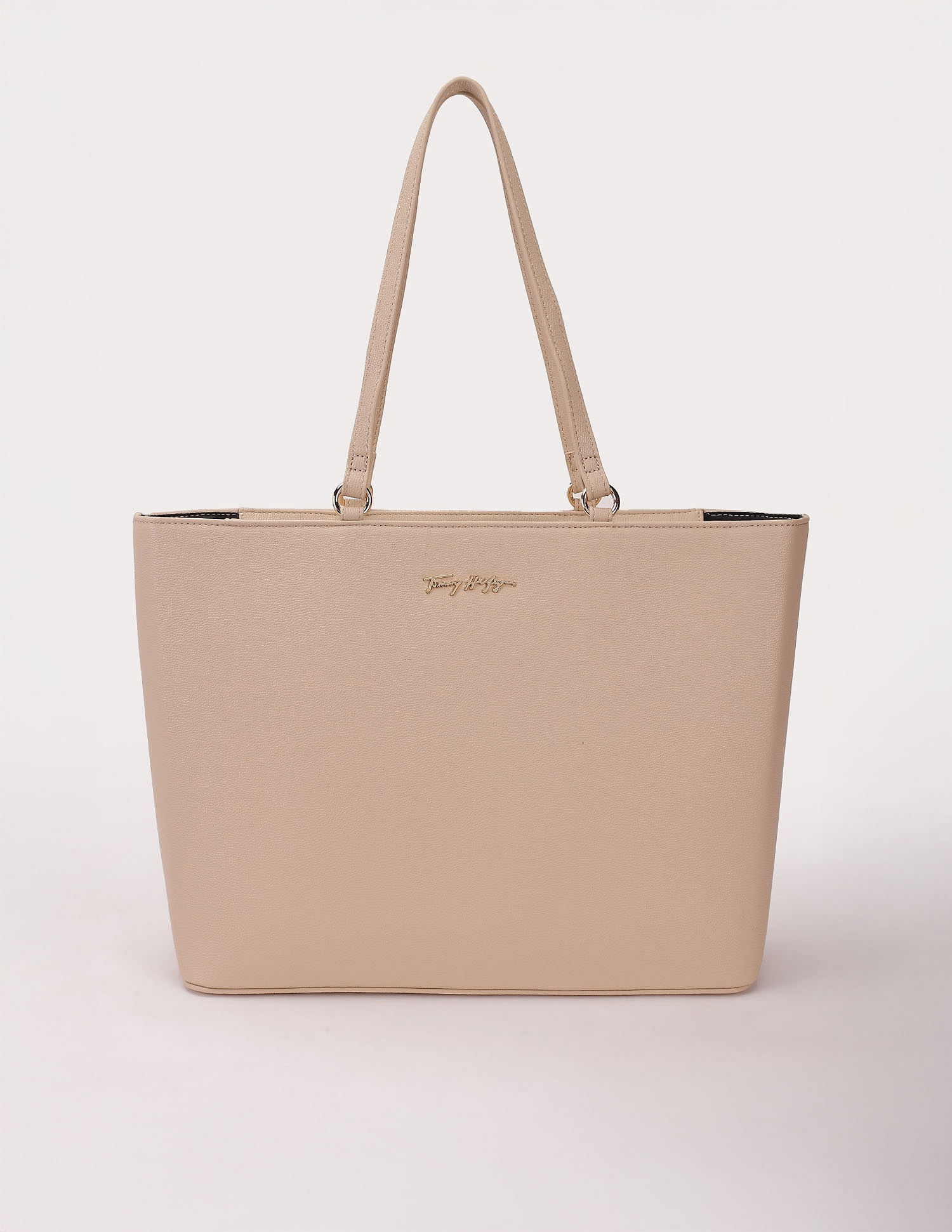 Tommy Hilfiger Solid Beige Pu Tote Bag