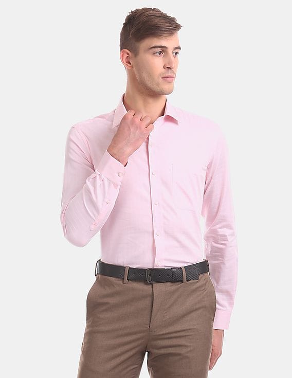 Buy Arrow Men Men Pink French Placket 