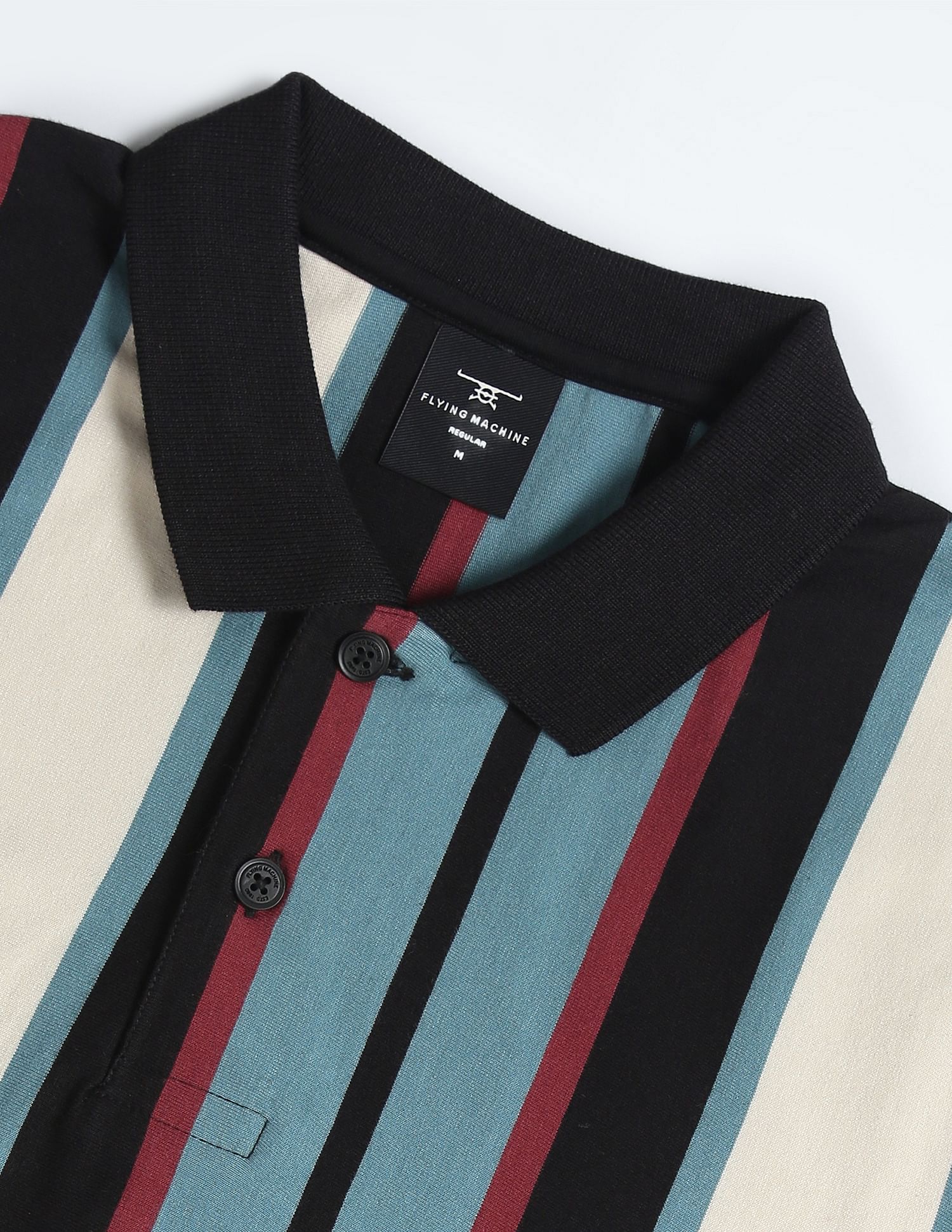 Flying Machine Vertical Stripe Cotton Polo Shirt