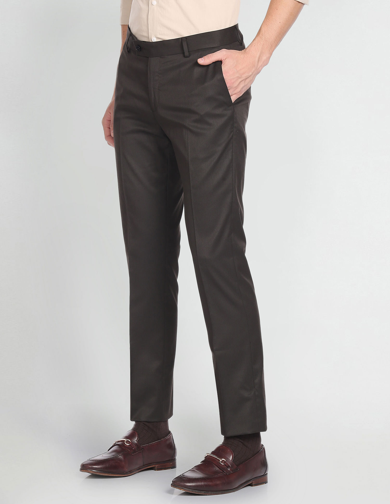 Arrow Solid Dobby Formal Trousers